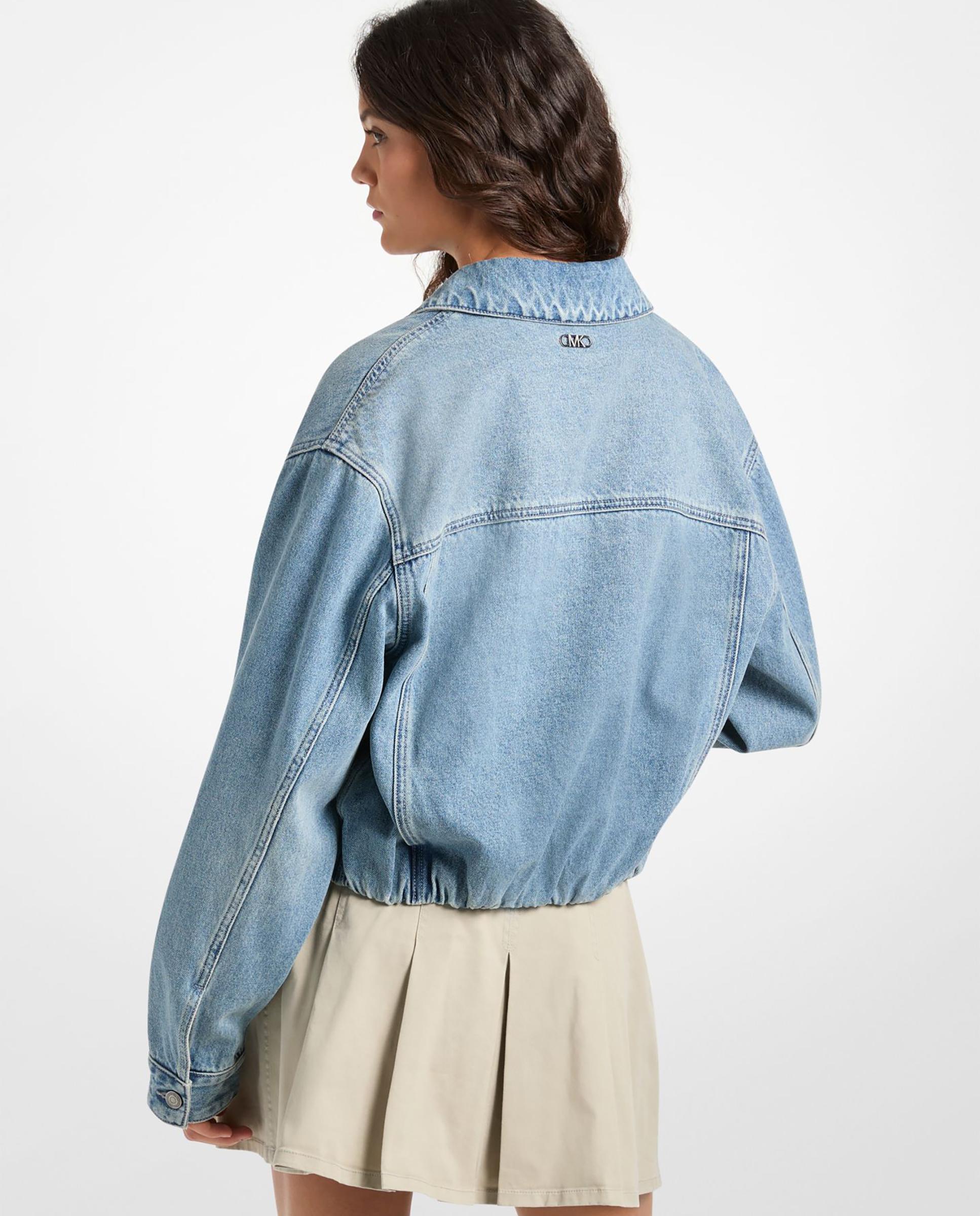 Blusão Jeans Estilo Bomber Azul-claro-2