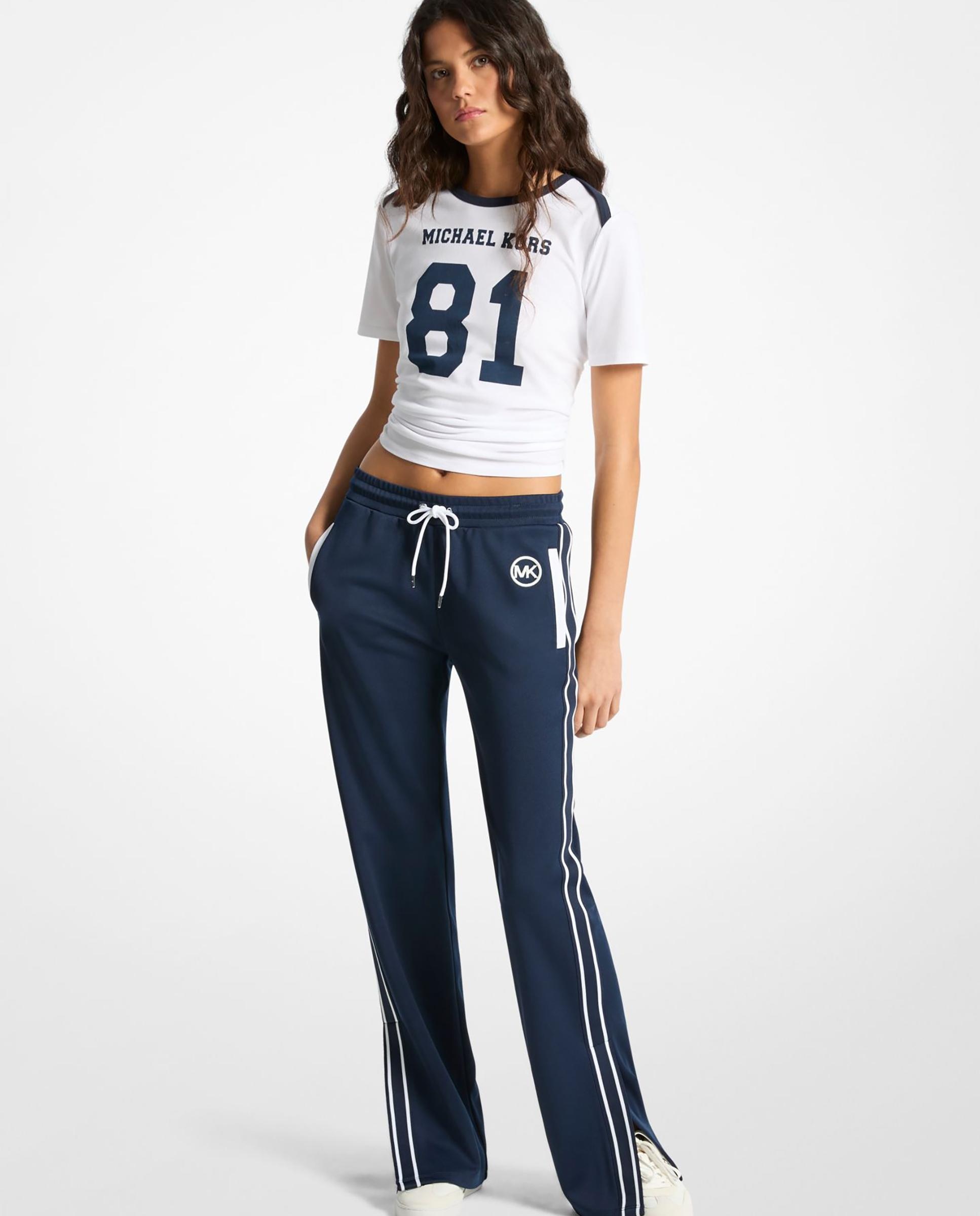 Imagem 0 de Calças de Corte a Direito Desportivas em Piqué com Rebordos em Contraste