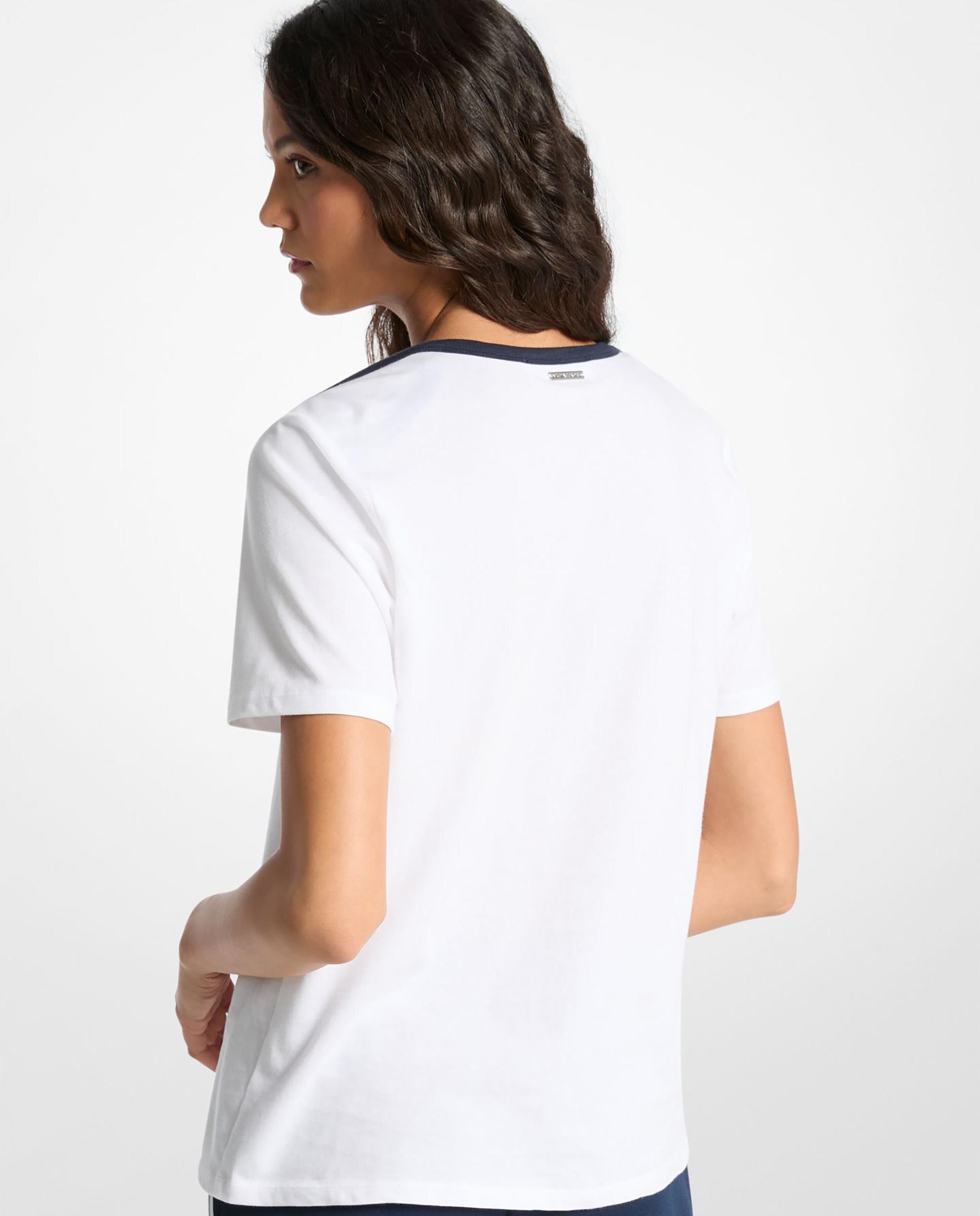 T-shirt de Malha Lisa de Algodão com Print Frontal Branco-2