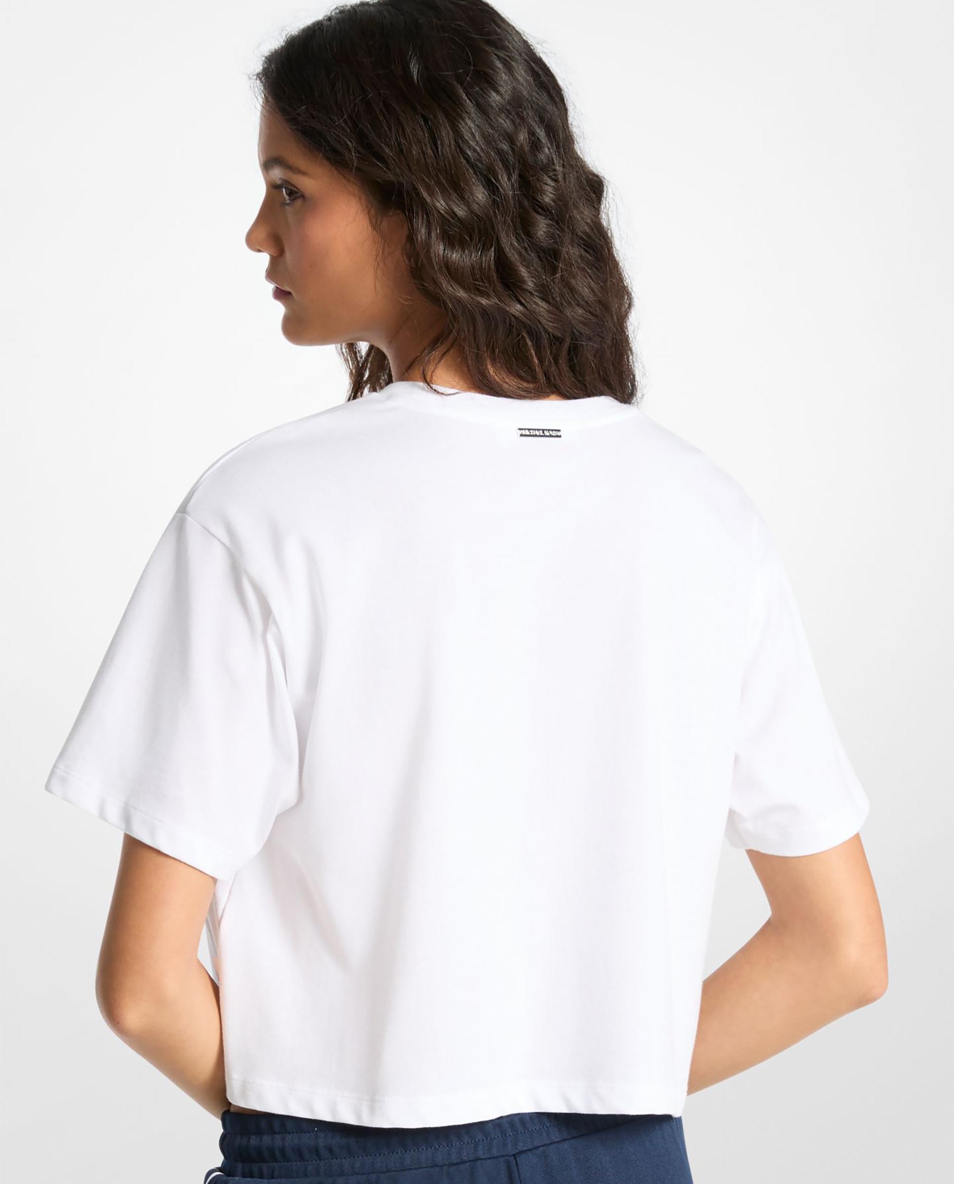 T-shirt de Algodão com Logotipo Bordado Branco-2