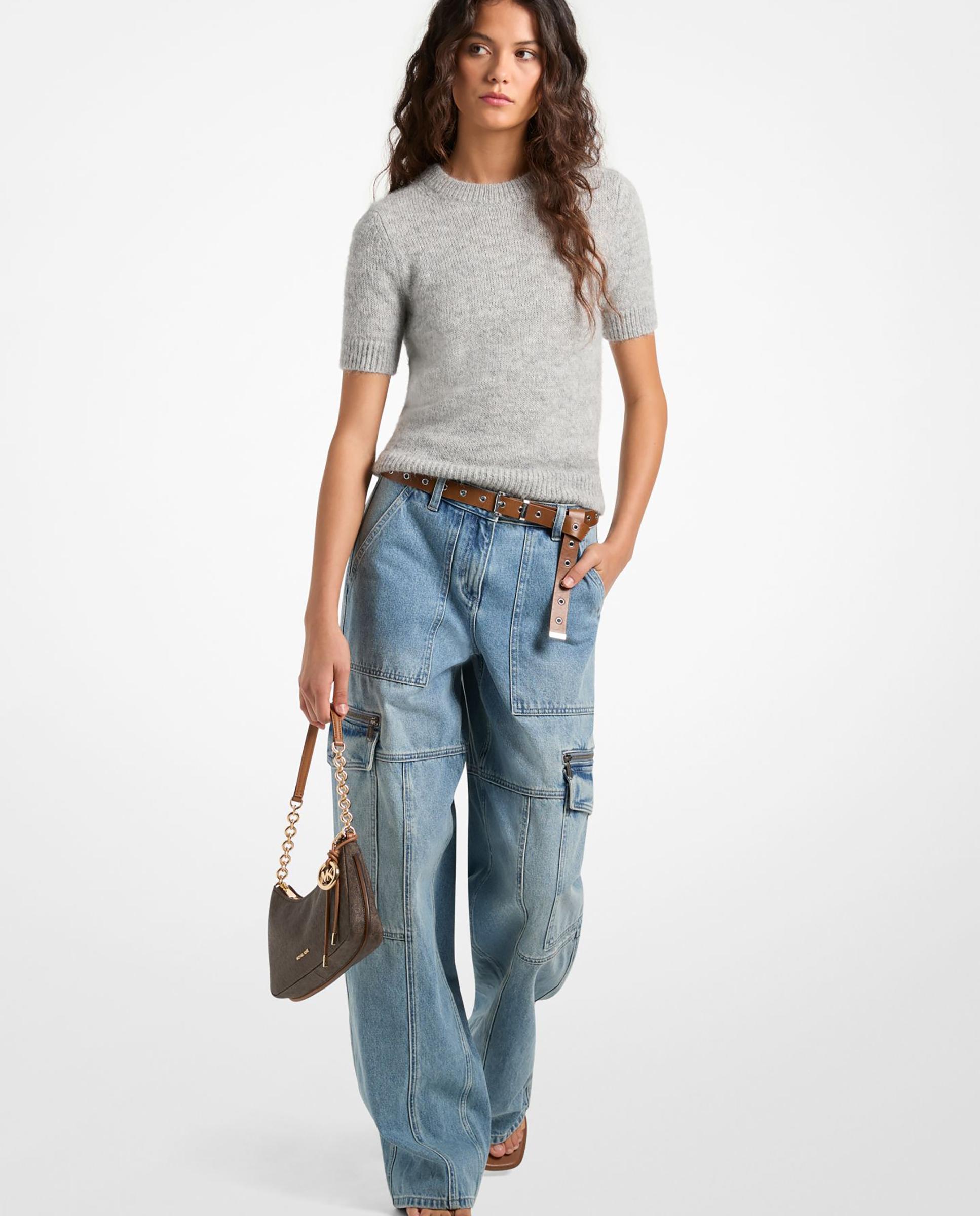 Imagem 0 de Jeans Largo Estilo Cargo Multibolsos de Denim