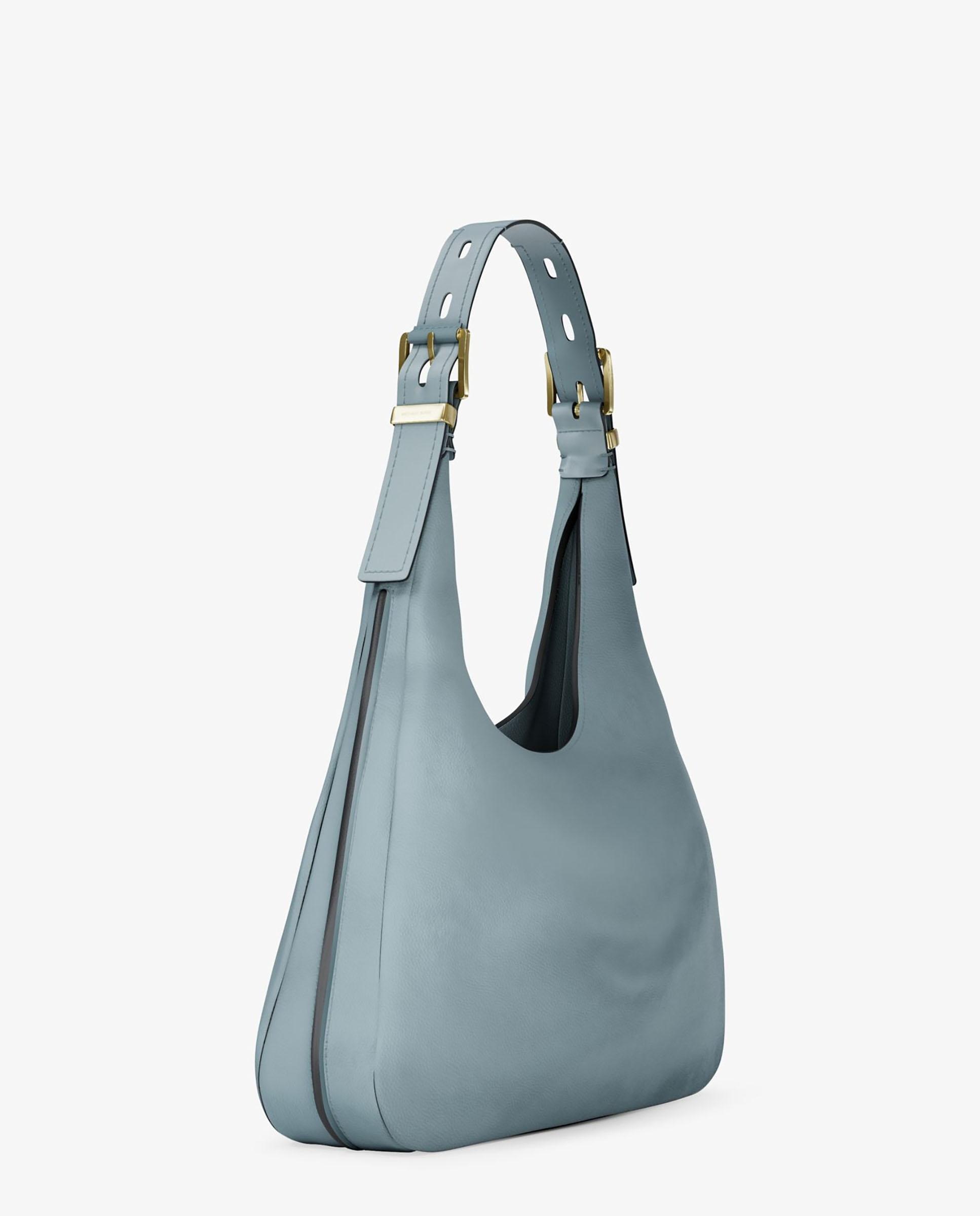 Mala de Ombro Hobo Nolita Boémia de Pele Nobuck Porcelana-3