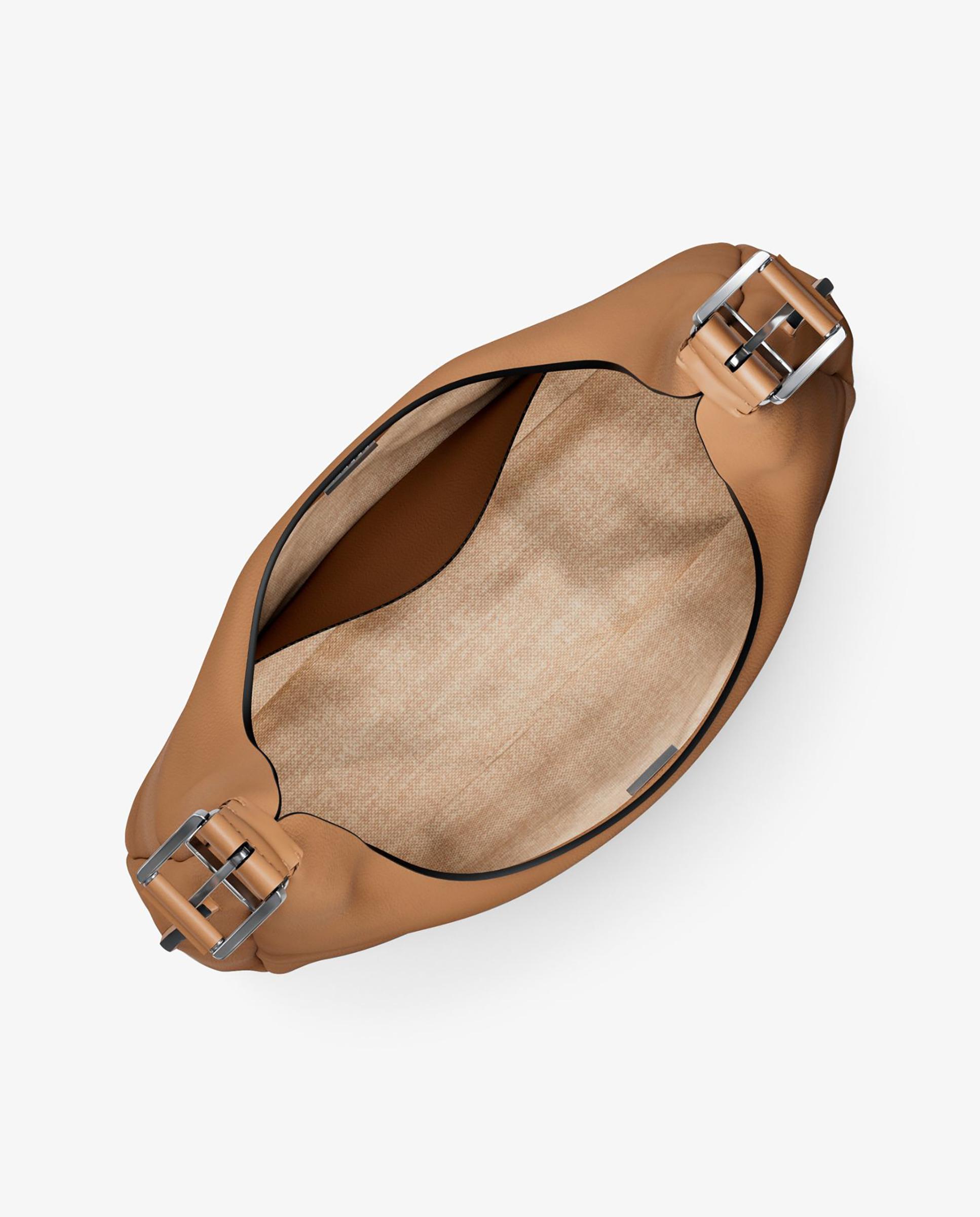 Mala de Ombro Hobo Nolita Grande de Nobuck Castanho-claro-2