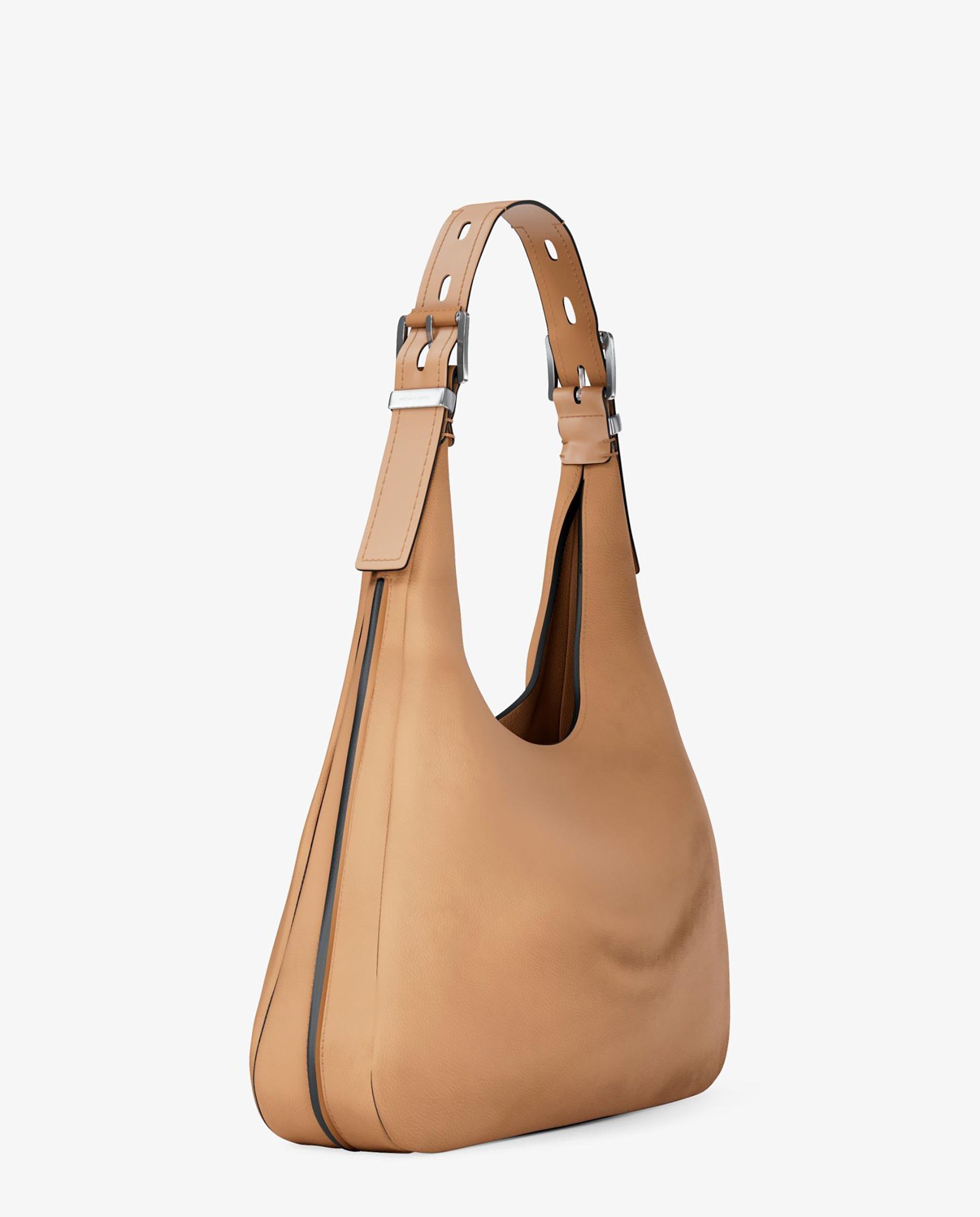Mala de Ombro Hobo Nolita Grande de Nobuck Castanho-claro-3