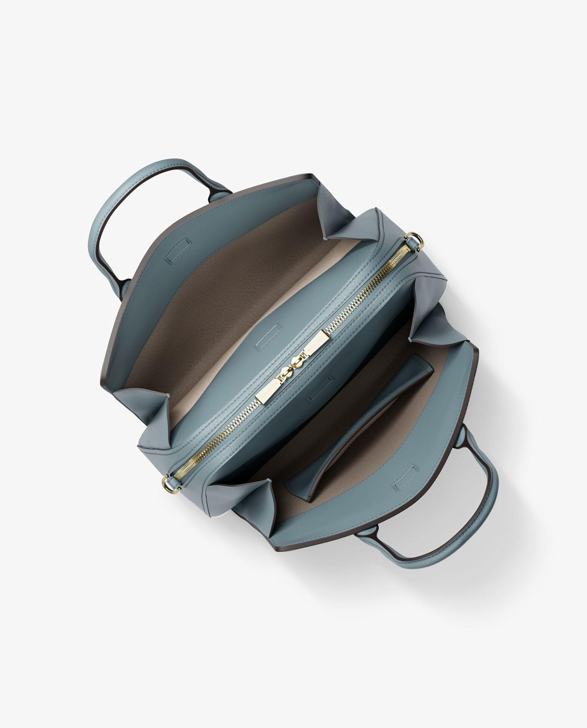 Mala a Tiracolo Satchel Laila Média de Pele Porcelana-2