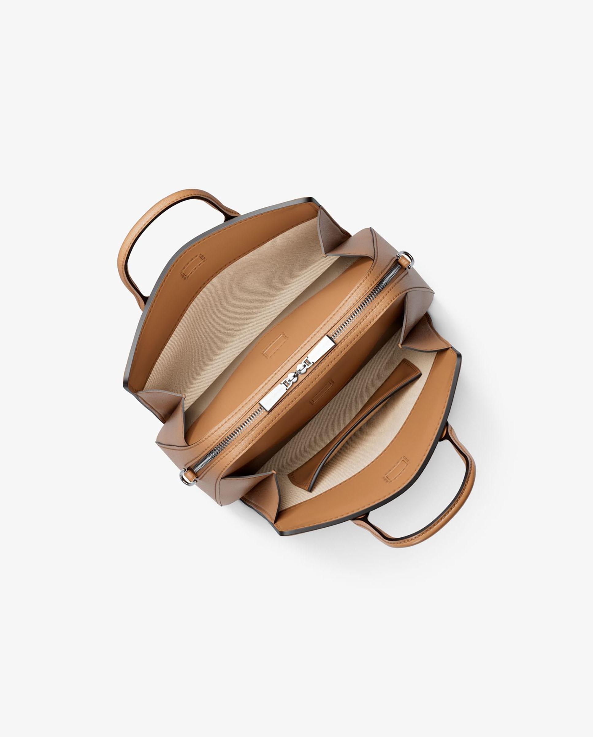 Mala a Tiracolo Satchel Laila com Estampado de Logotipos Pêssego-2