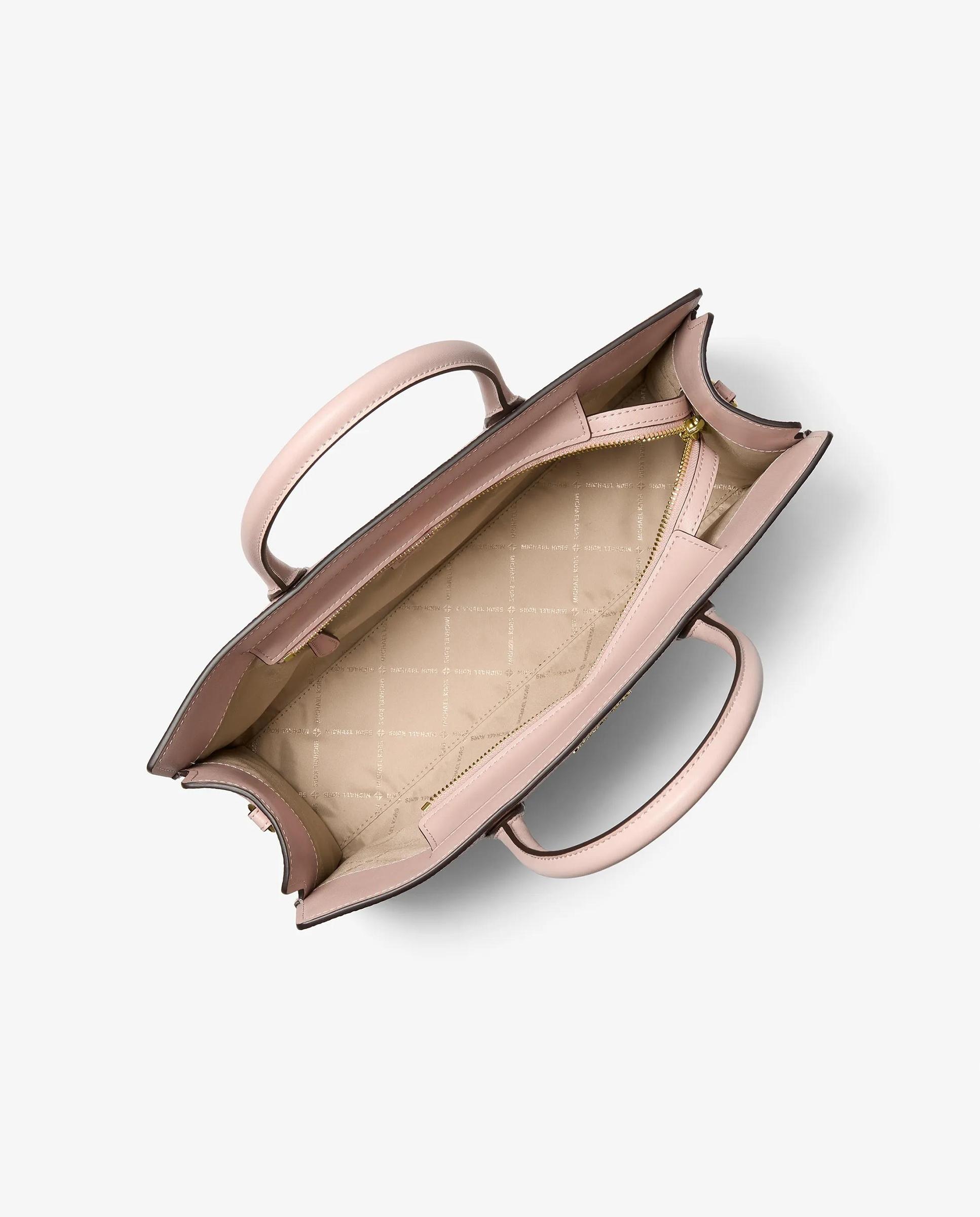 Mala a Tiracolo Satchel Scarlett Média de Pele Granulada Rosa-claro-2