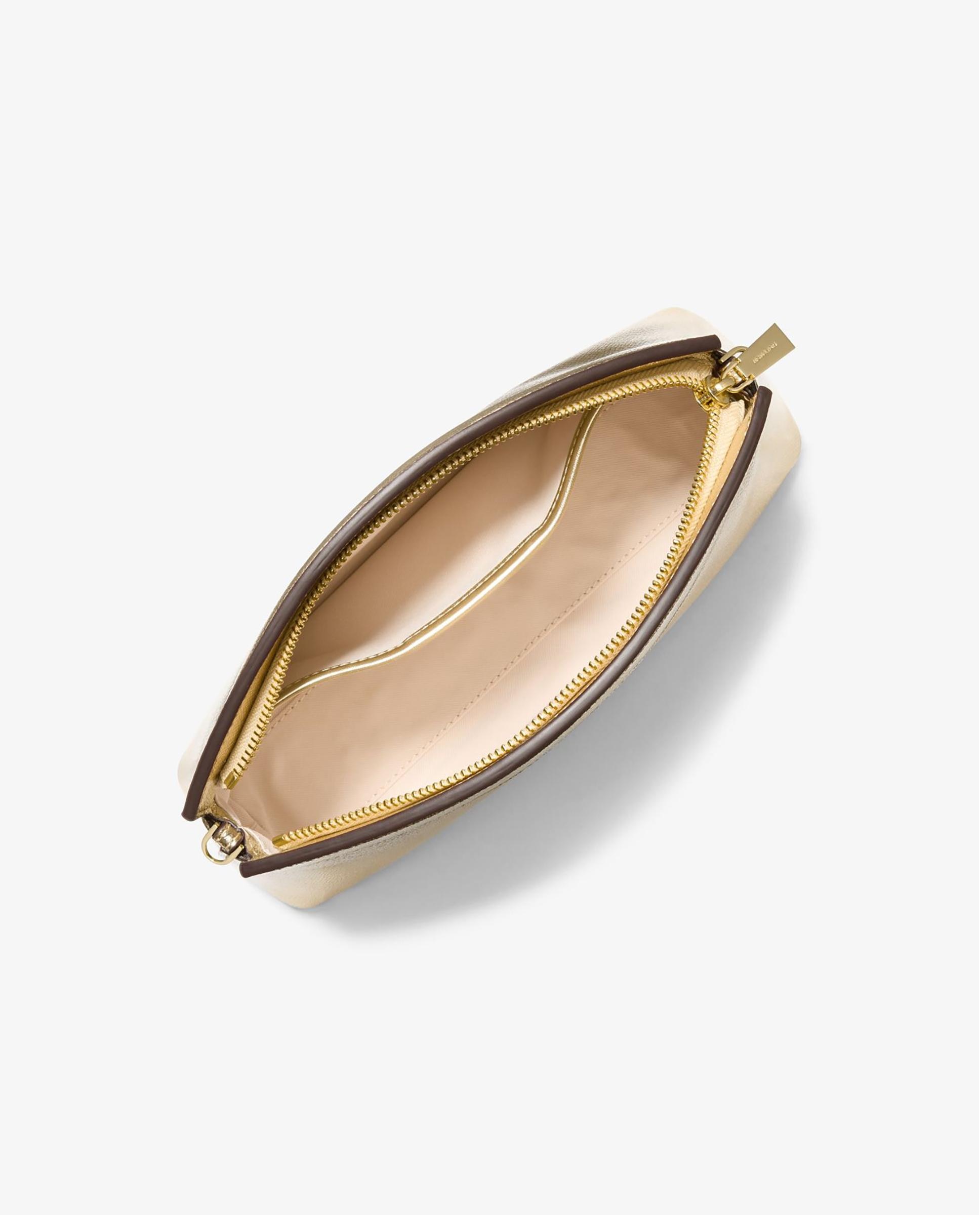 Mala de Mão Transformável Athena Pequena de Pele Metalizada Dourado-2