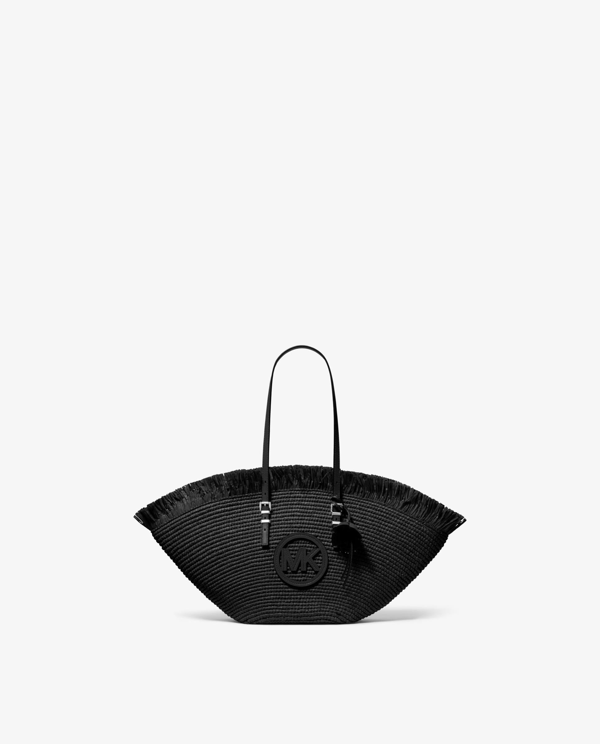 Mala de Ombro Tote Isa Grande Tecido À Mão Preto-1