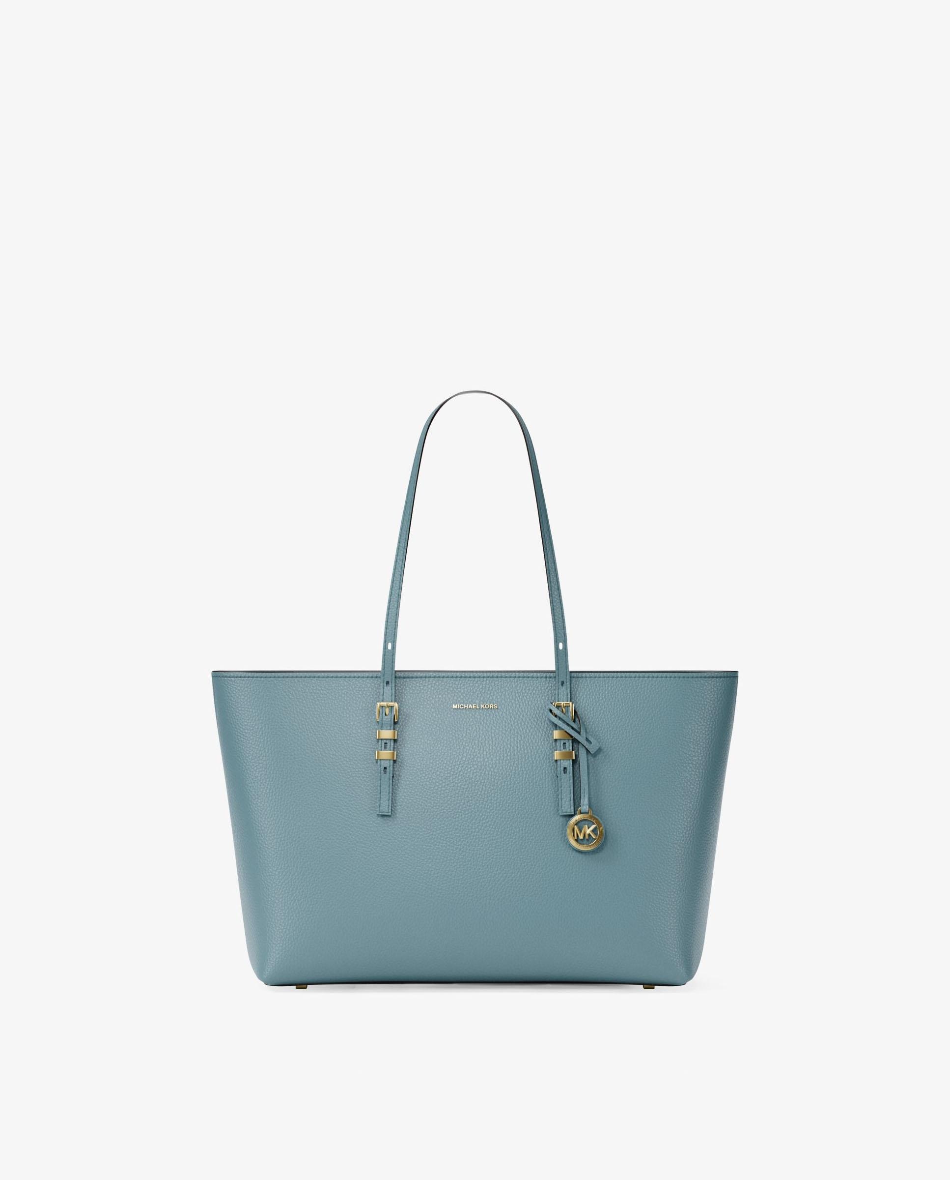 Mala de Ombro Tote Quinn Grande de Pele Granulada Porcelana-1