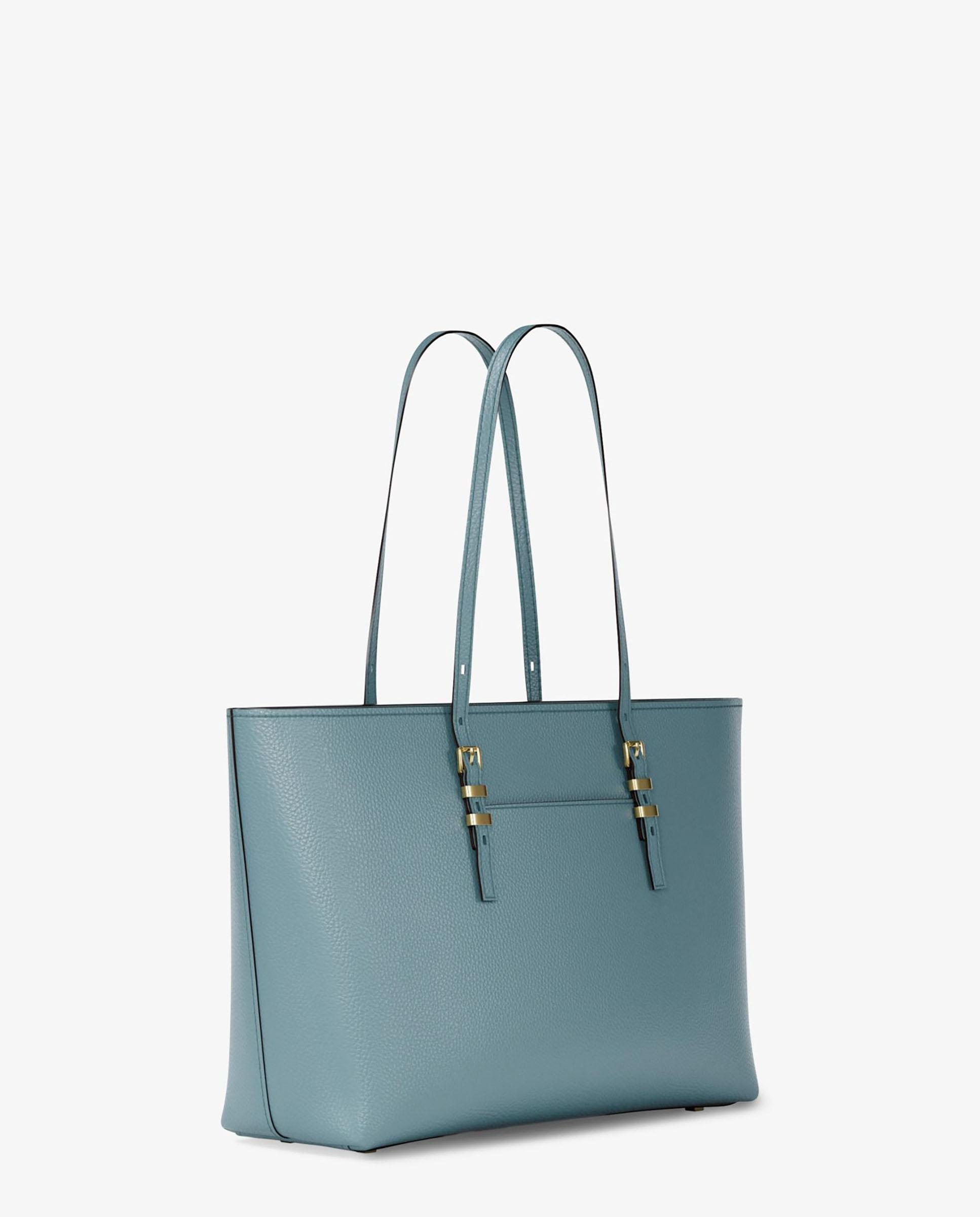 Mala de Ombro Tote Quinn Grande de Pele Granulada Porcelana-3
