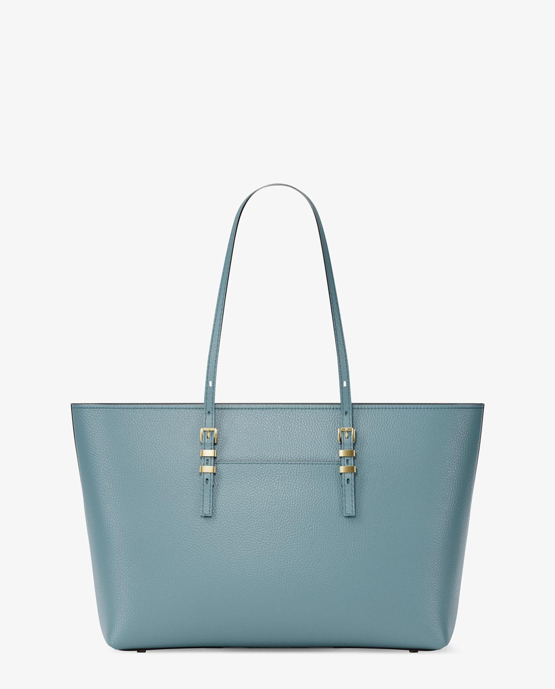 Mala de Ombro Tote Quinn Grande de Pele Granulada Porcelana-5