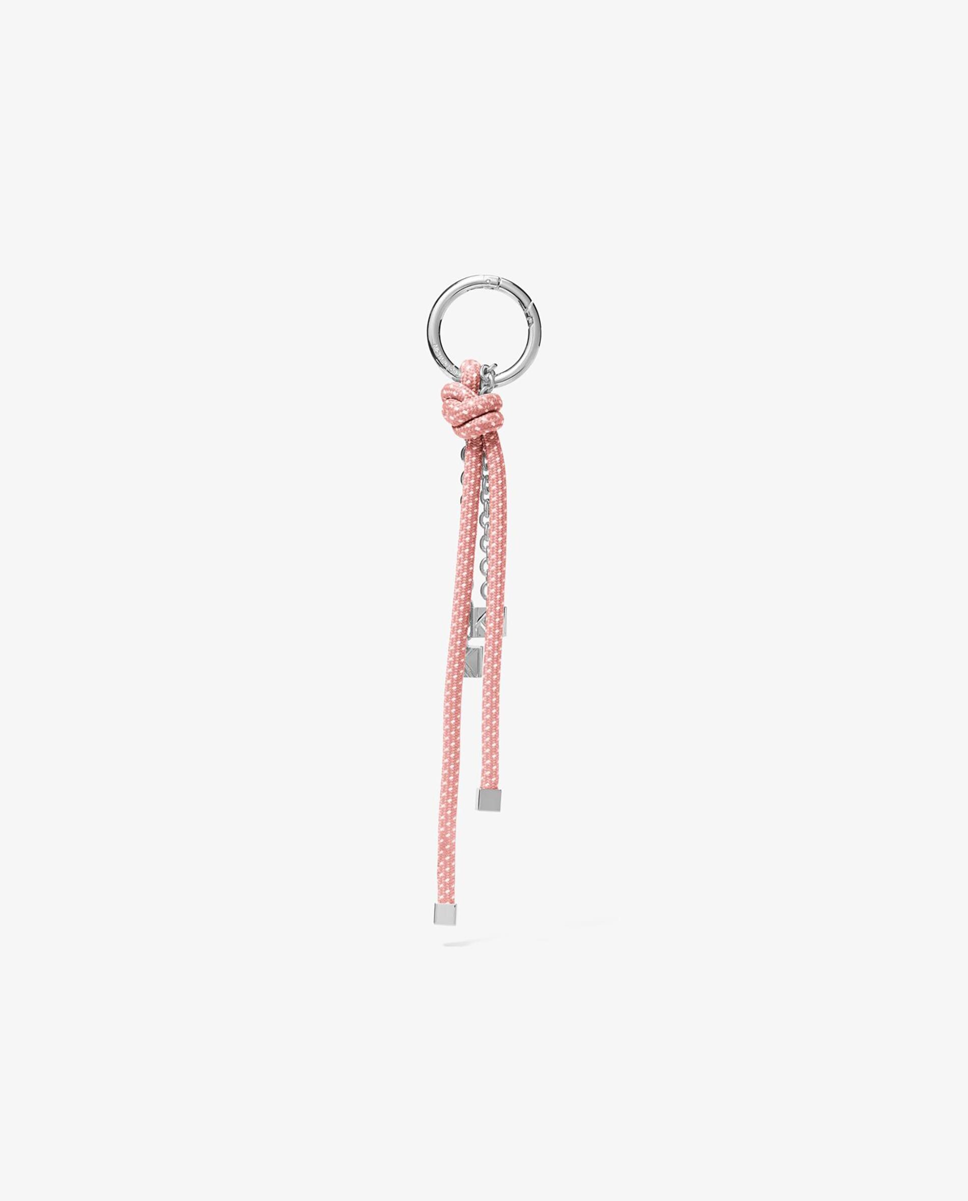 Acessório para Mala em Prateado Moteado com Cordão Rosa-claro-2