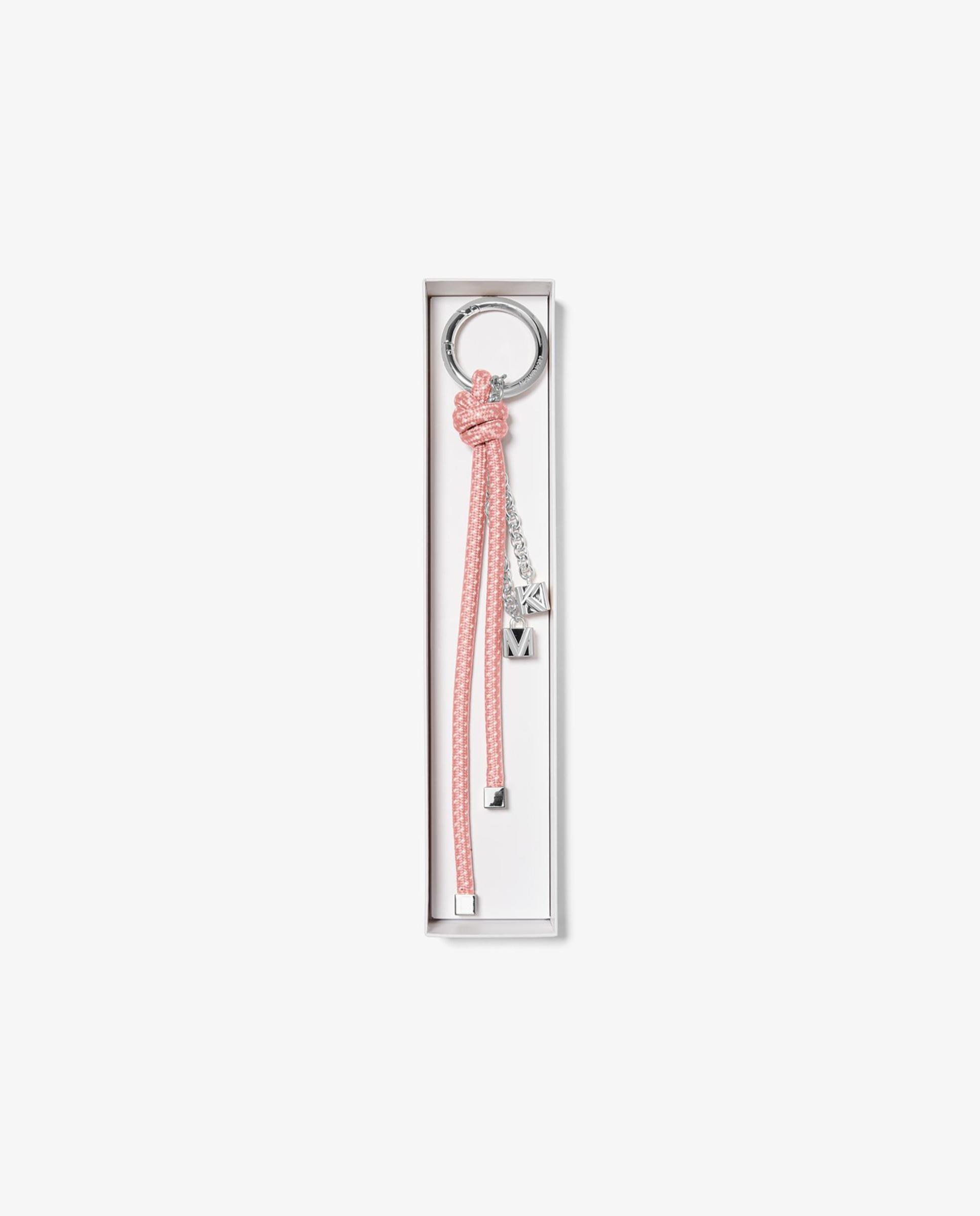 Acessório para Mala em Prateado Moteado com Cordão Rosa-claro-3