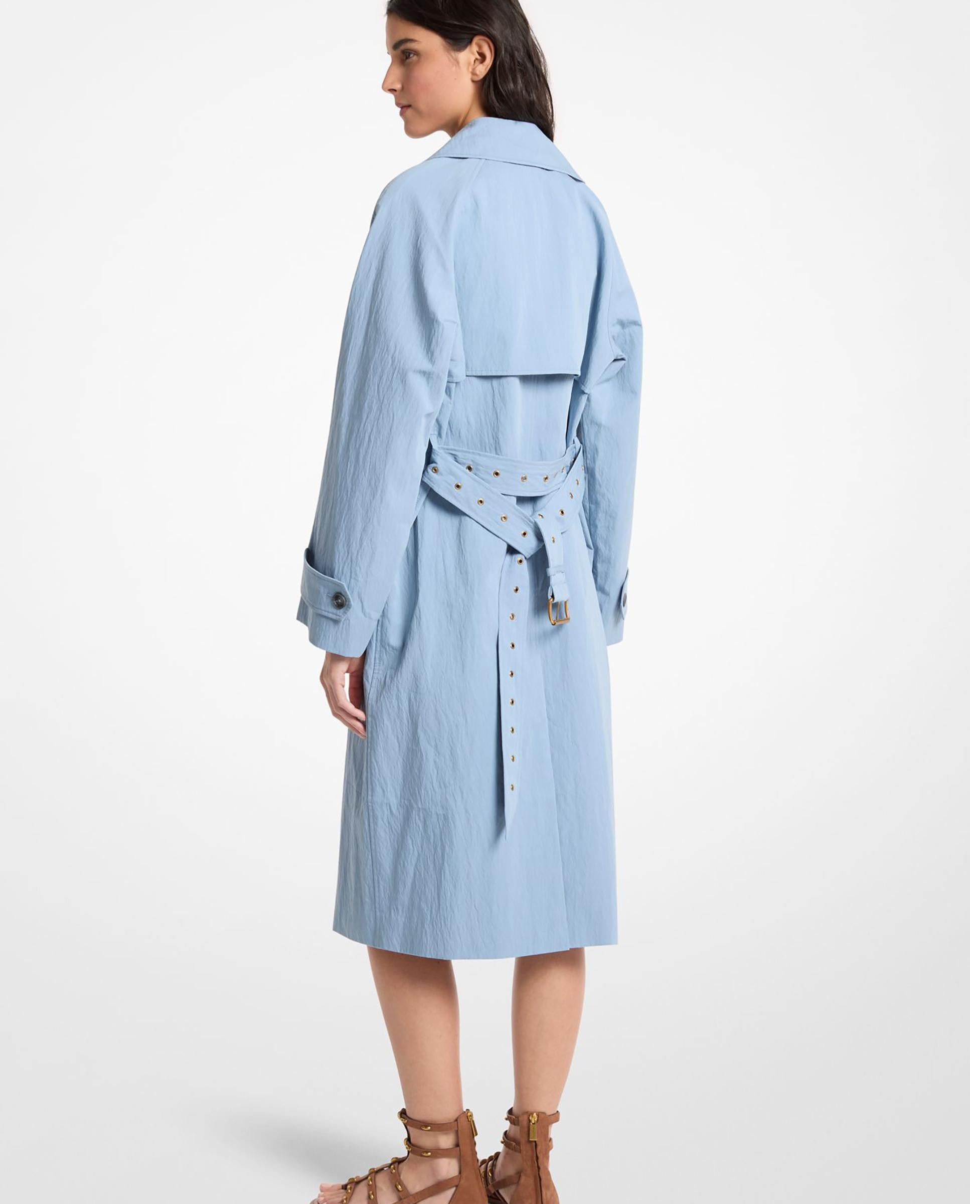 Gabardina Oversize de Algodão Lavado e Nylon Azul-celeste-2