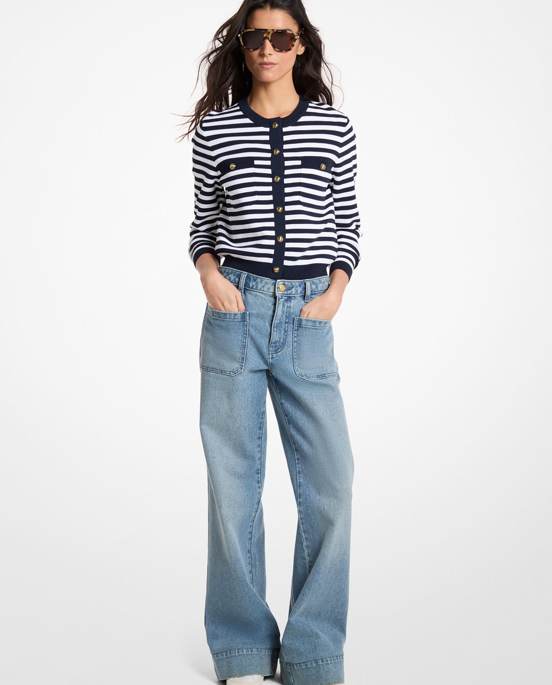 Imagem 0 de Cárdigan de Malha Elástica Às Riscas