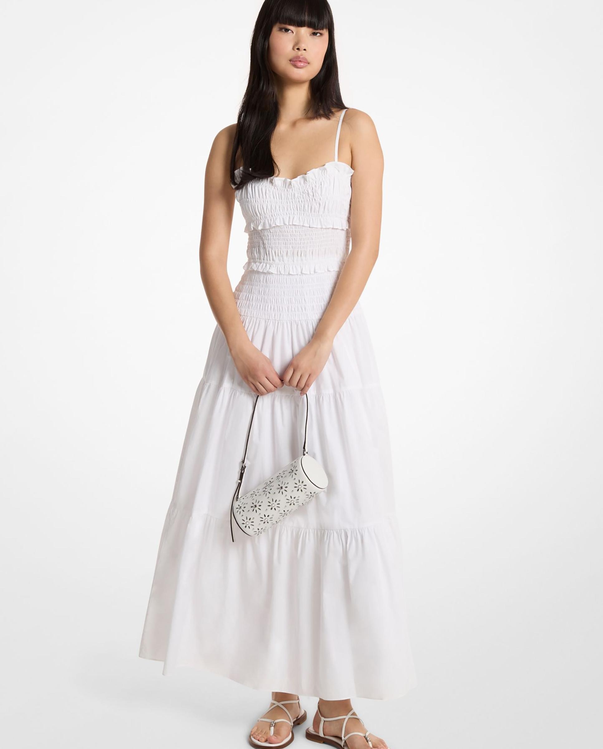 Imagem 0 de Vestido Comprido Franzido 100% Popelina de Algodão