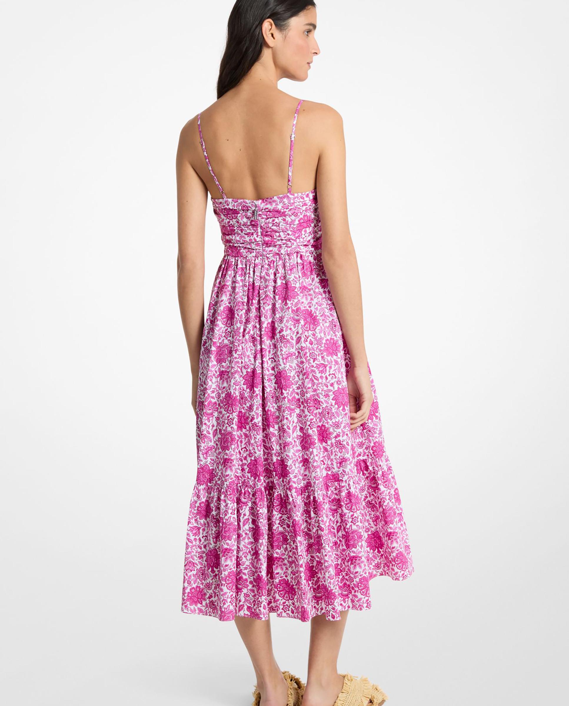 Vestido Midi 100% Algodão com Estampado Floral Morango-2