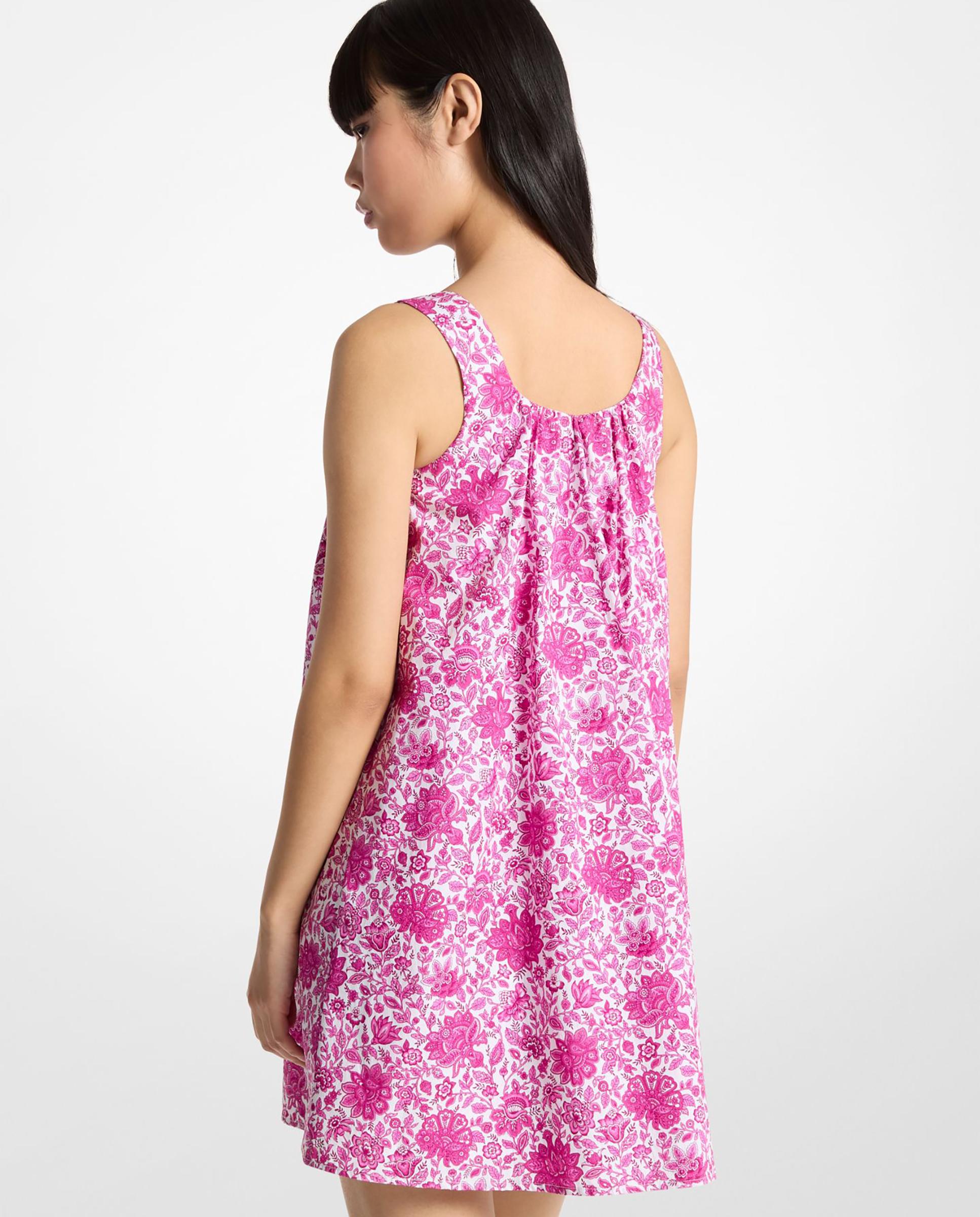 Vestido Curto 100% Algodão com Estampado Floral Morango-2