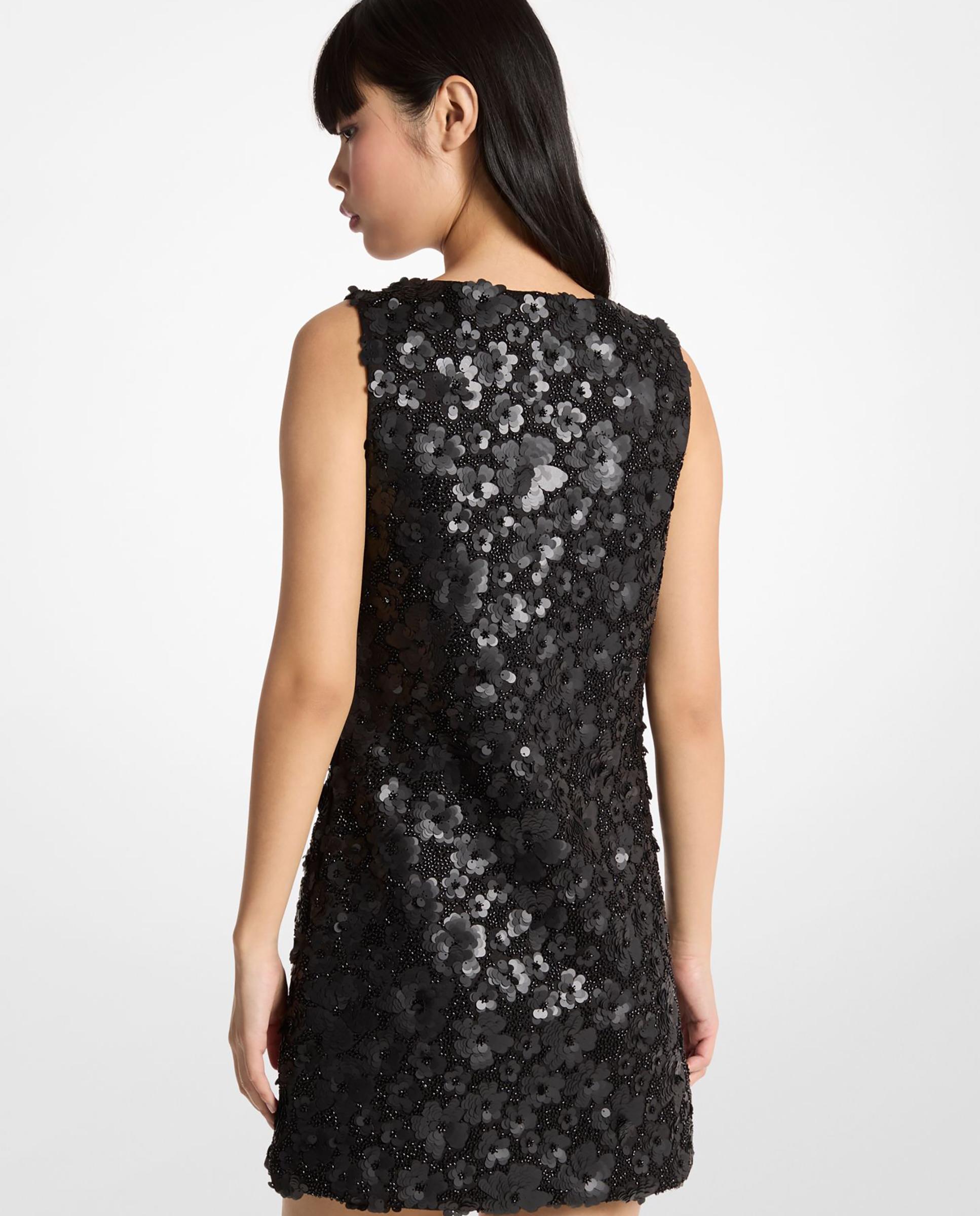 Vestido corto de neopreno con motivo floral Preto-2