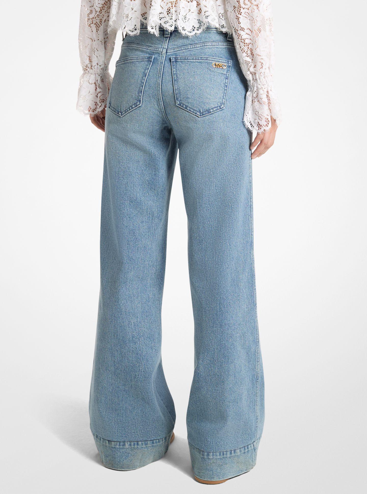 Vaquero ancho de mujer violette de denim elástico Azul-2