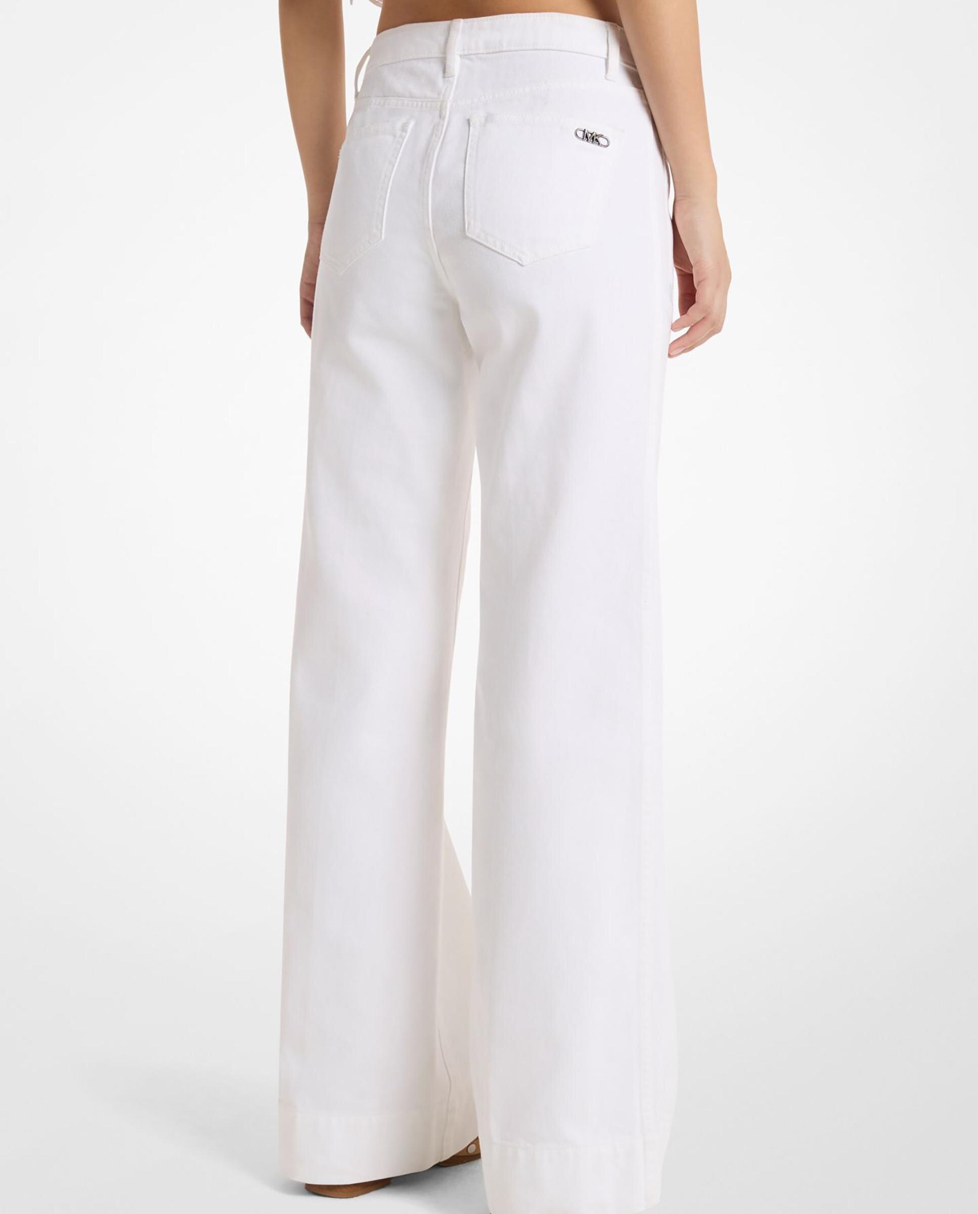 Vaquero ancho de mujer violette de denim elástico Branco-2