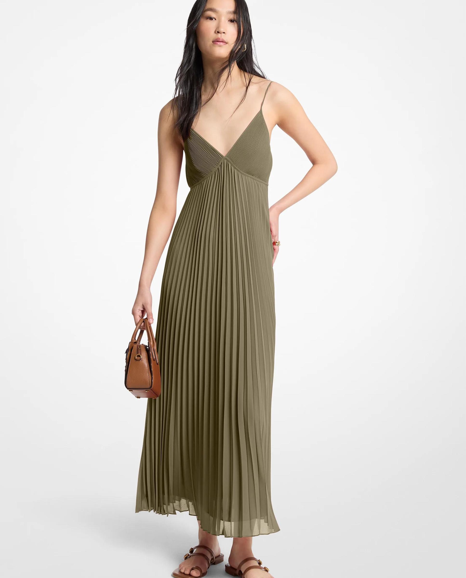 Imagem 0 de Vestido Comprido de Georgette Plissado