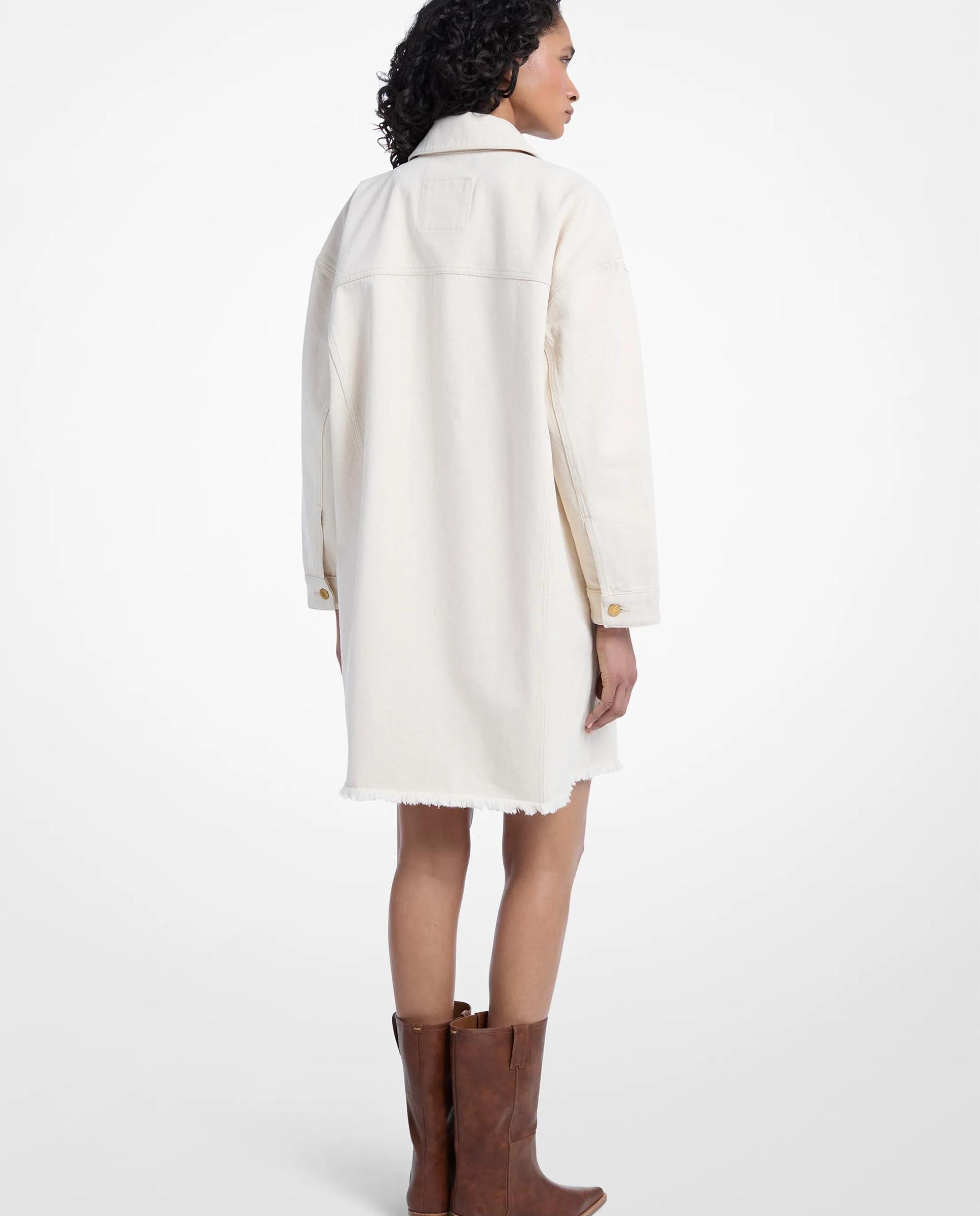 Blusão Comprido Oversize em Denim Desfiado Cru-2