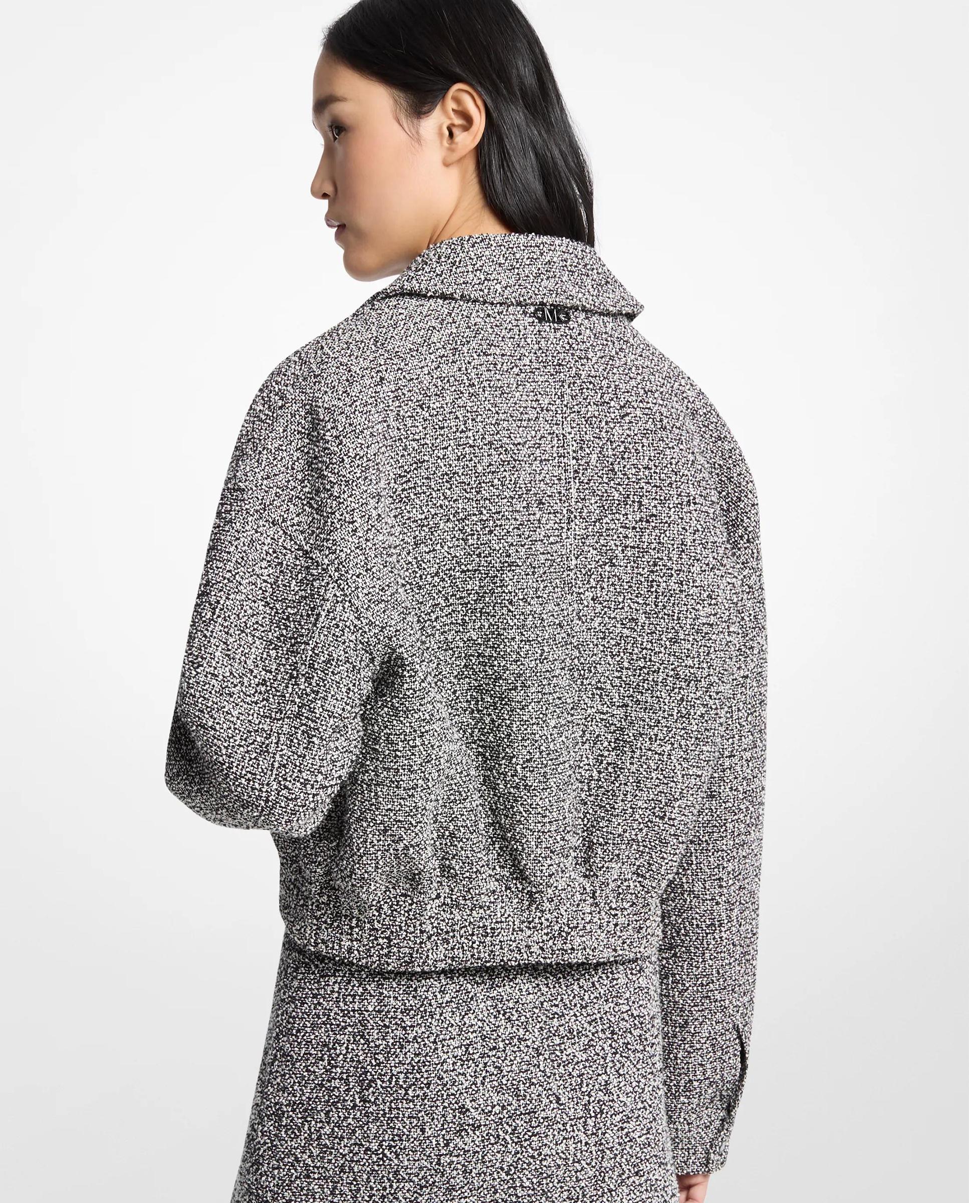 Casaco de Tweed de Mescla de Algodão Preto / Branco-2