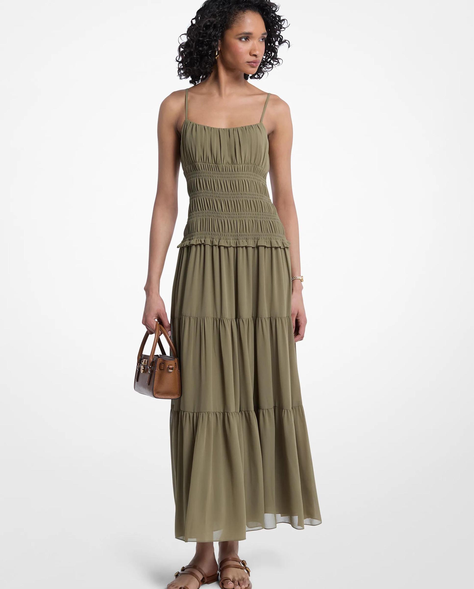 Imagem 0 de Vestido Comprido Franzido de Georgette