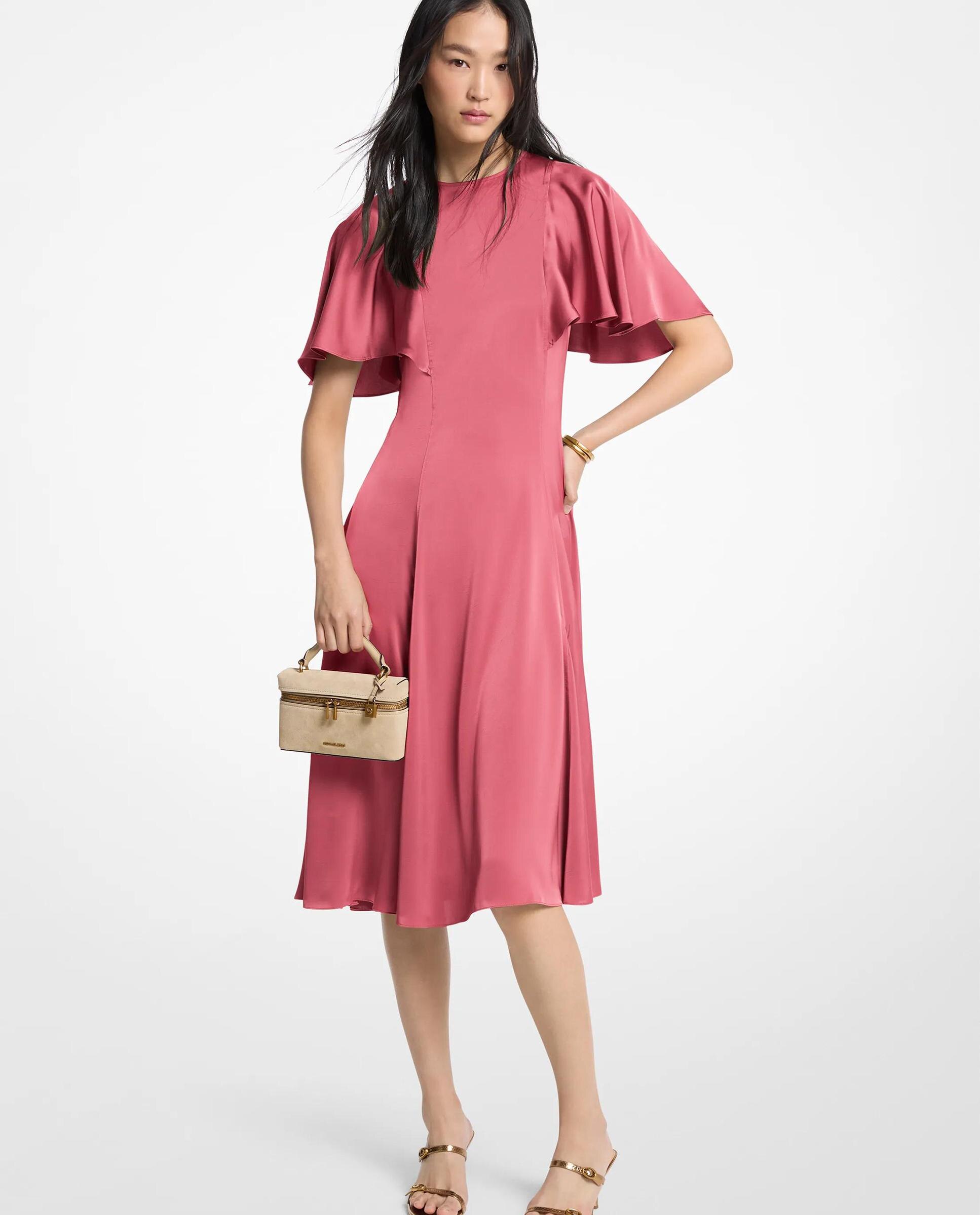 Imagem 0 de Vestido Midi de Cetim com Mangas com Volume