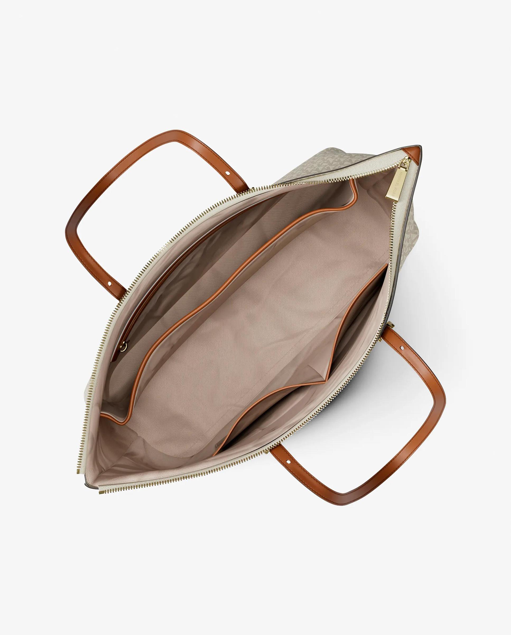 Mala Shopper Tote Quinn Grande com Logotipo Marfim-2
