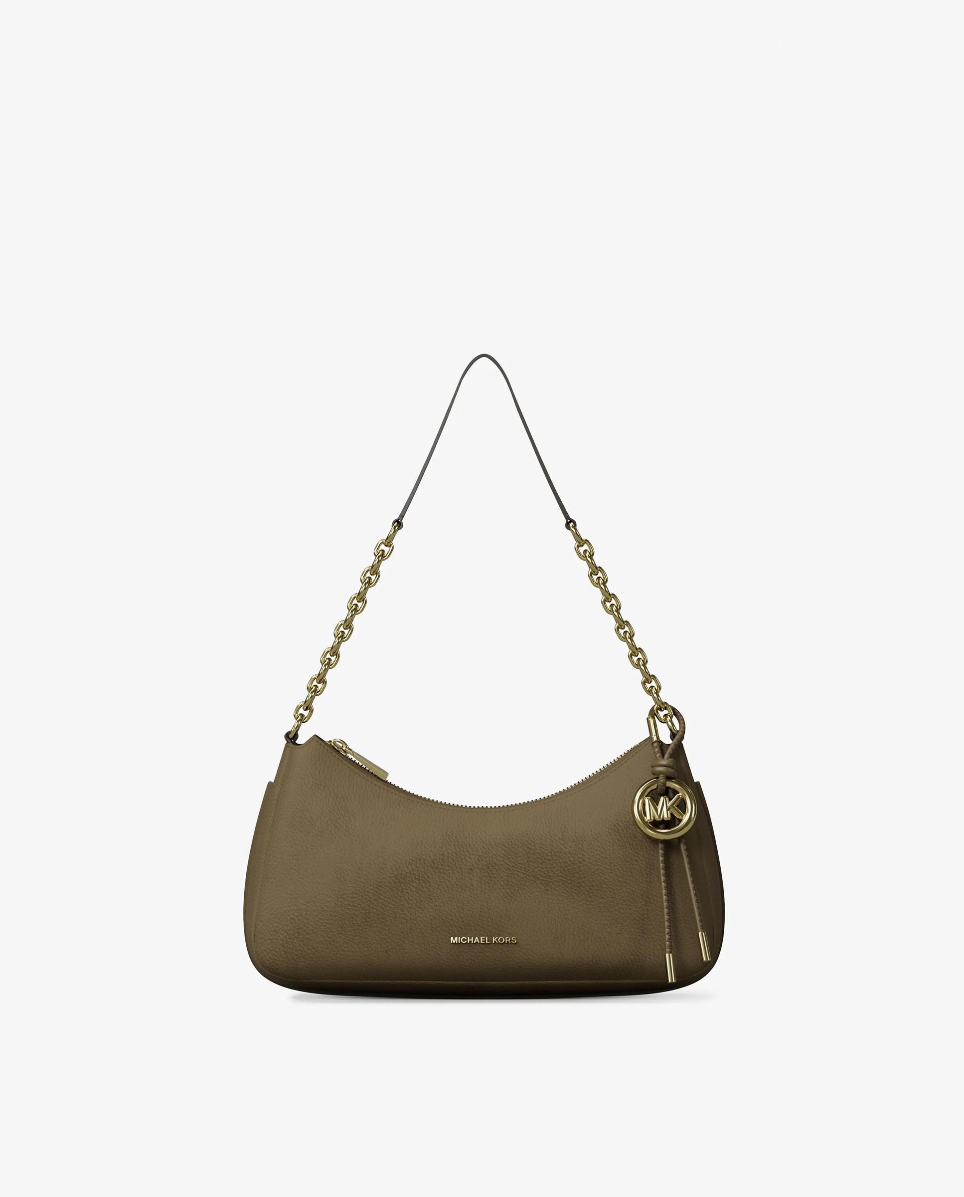 Bolsa de Ombro Pochette Nolita Média de Nobuck Caqui-1