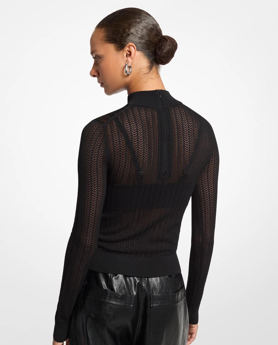 Camisola de Malha Transparente Preto-2