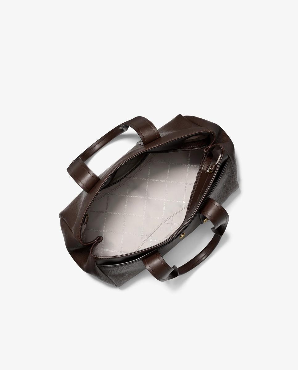 Mala a Tiracolo Satchel Foster Pequena de Pele Granulada Castanho-chocolate-2