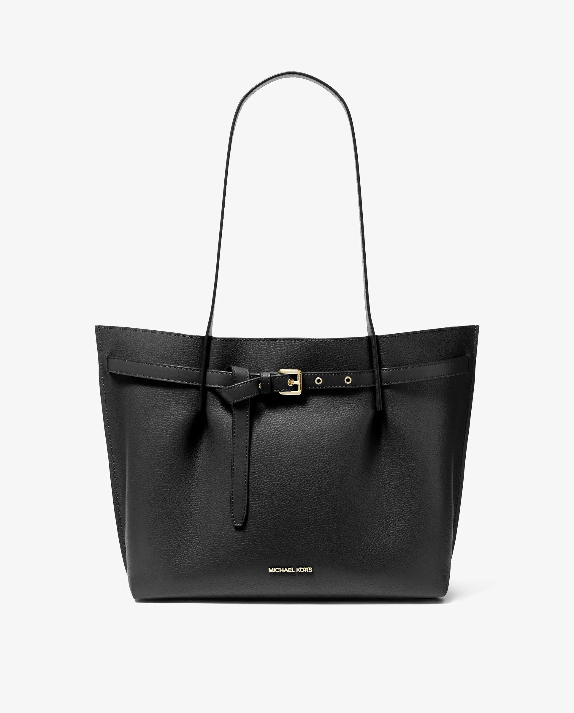 Mala Shopper Tote Emilia Grande de Pele Granulada Preto-1