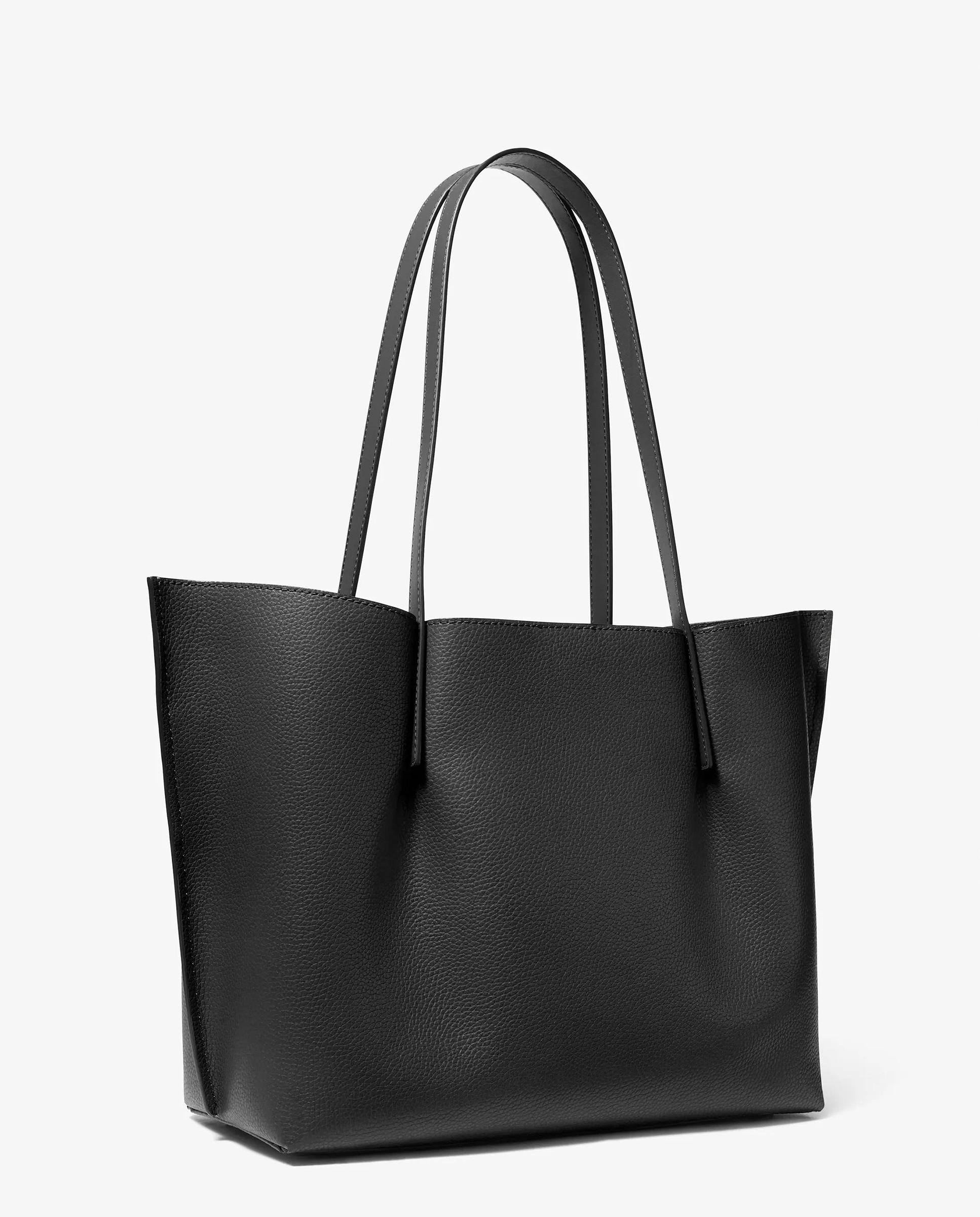 Mala Shopper Tote Emilia Grande de Pele Granulada Preto-3