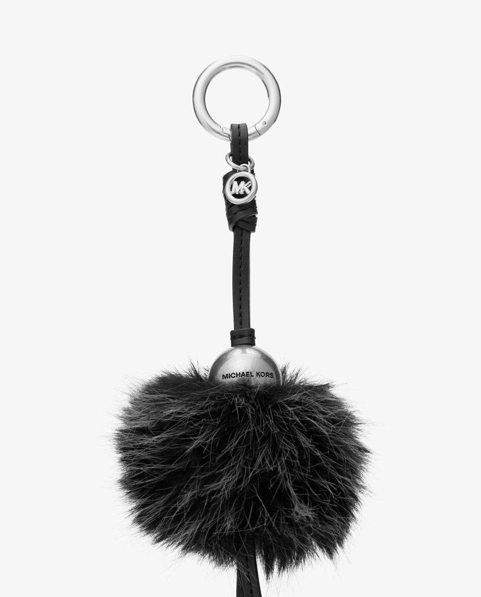 Adorno de Pelo Sintético com Bola em Prateado Preto-2
