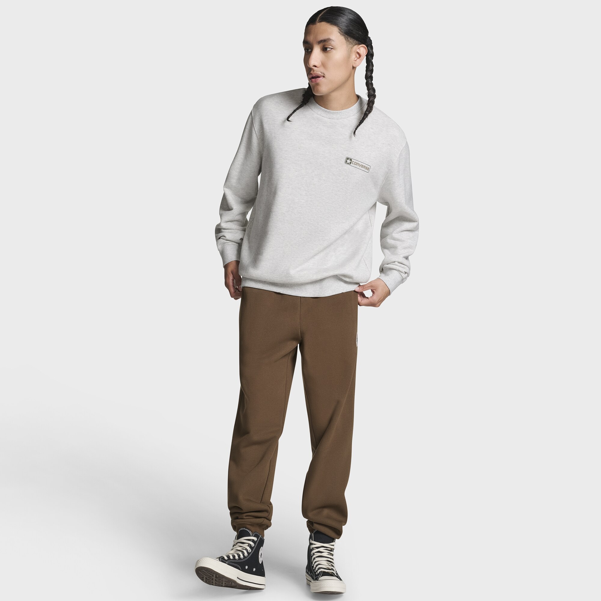 Sweat Box Star Crew Converse Cinzento-2