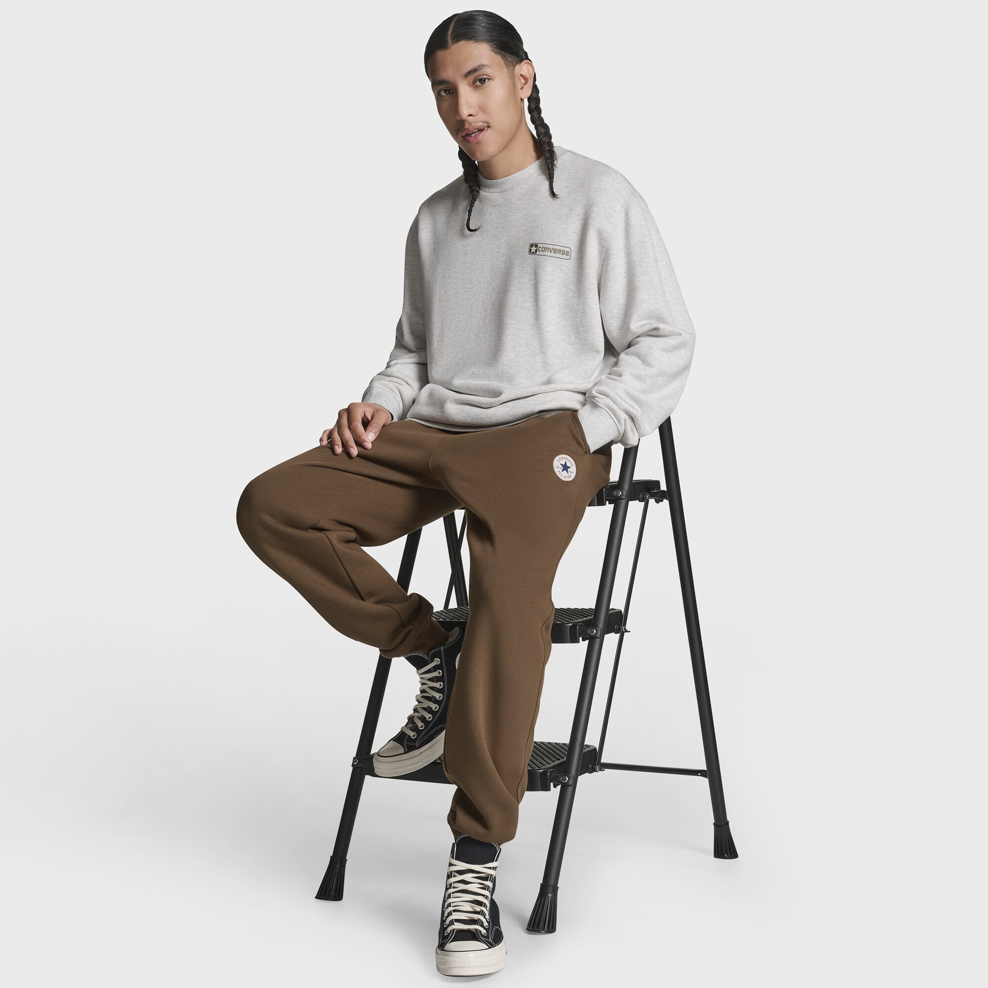 Sweat Box Star Crew Converse Cinzento-6