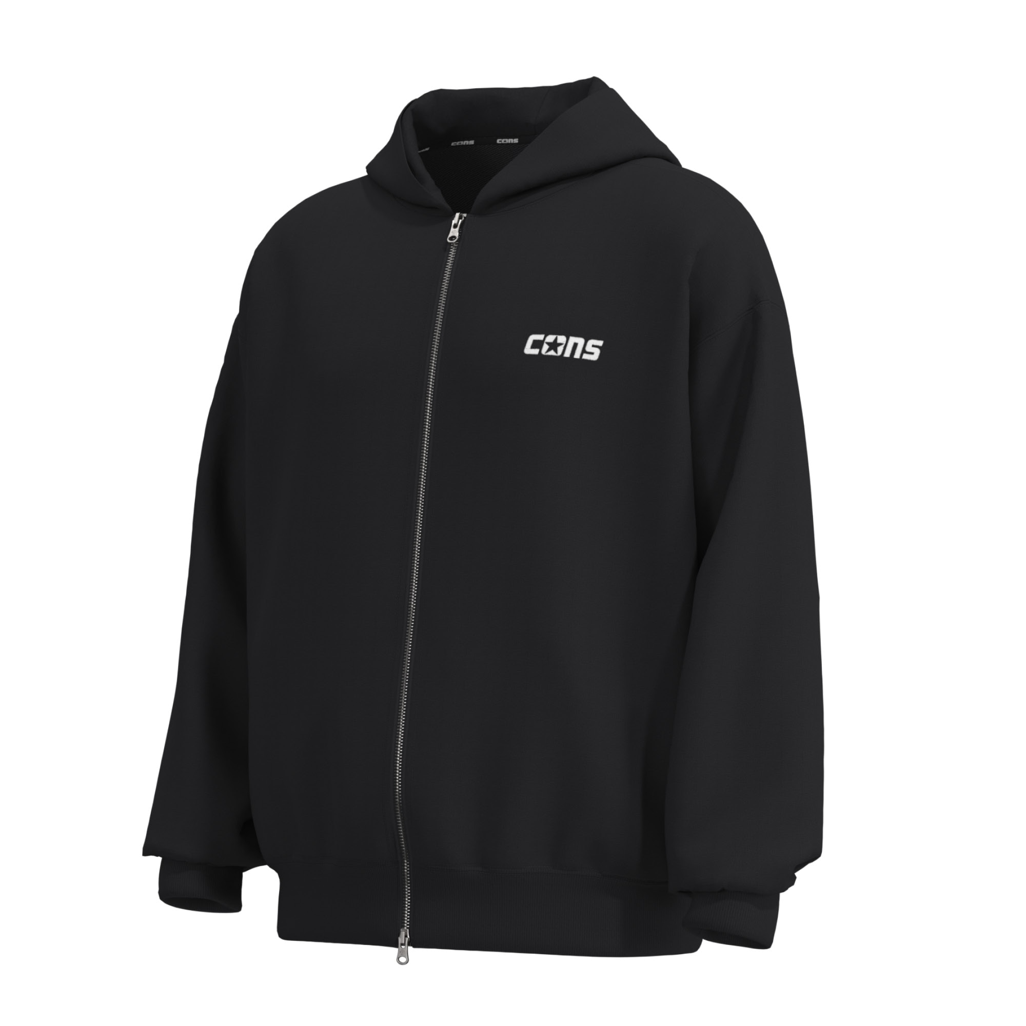 Sweatshirt Oversized Cons Fz Hoodie Converse Preto-3