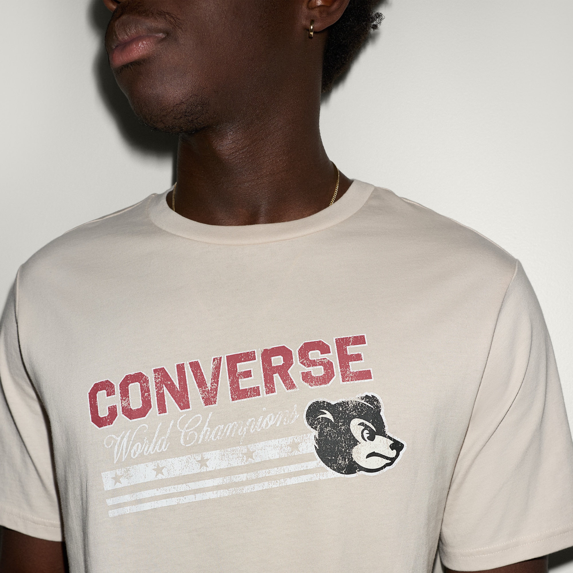 T-shirt Fighting Bear Tee Converse Bege-6