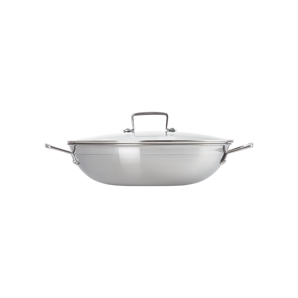 Wok classic com tampa de aço inoxidável com revestimiento antiaderente Le Creuset Cinzento-2