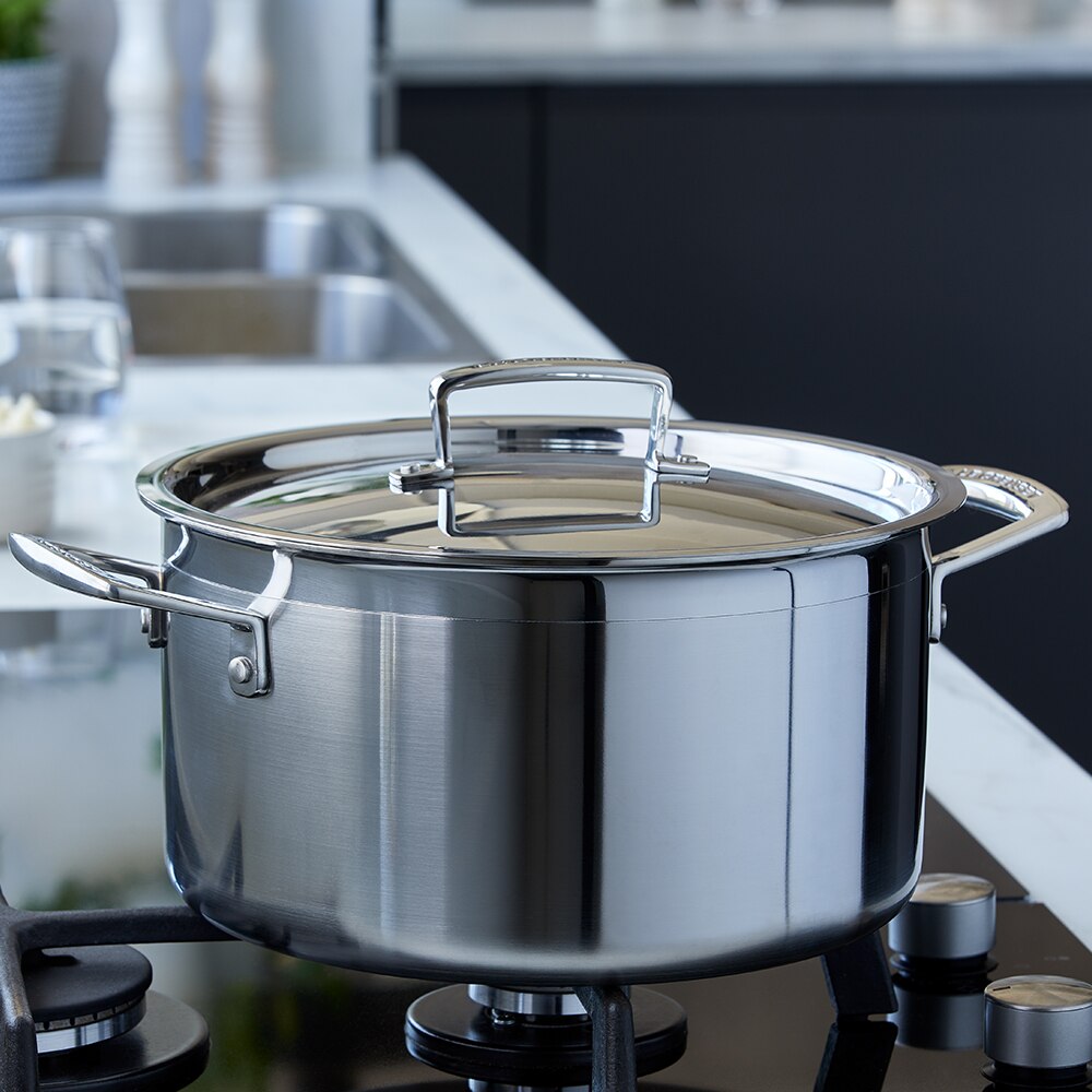 Caçarola de aço inoxidável classic com tampa Le Creuset Cinzento-3