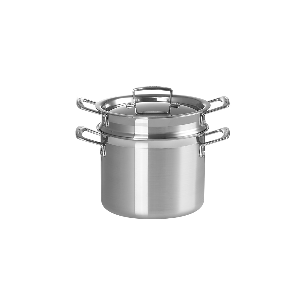 Caçarola de aço inoxidável com tampa e escorredor classic Le Creuset Cinzento-1