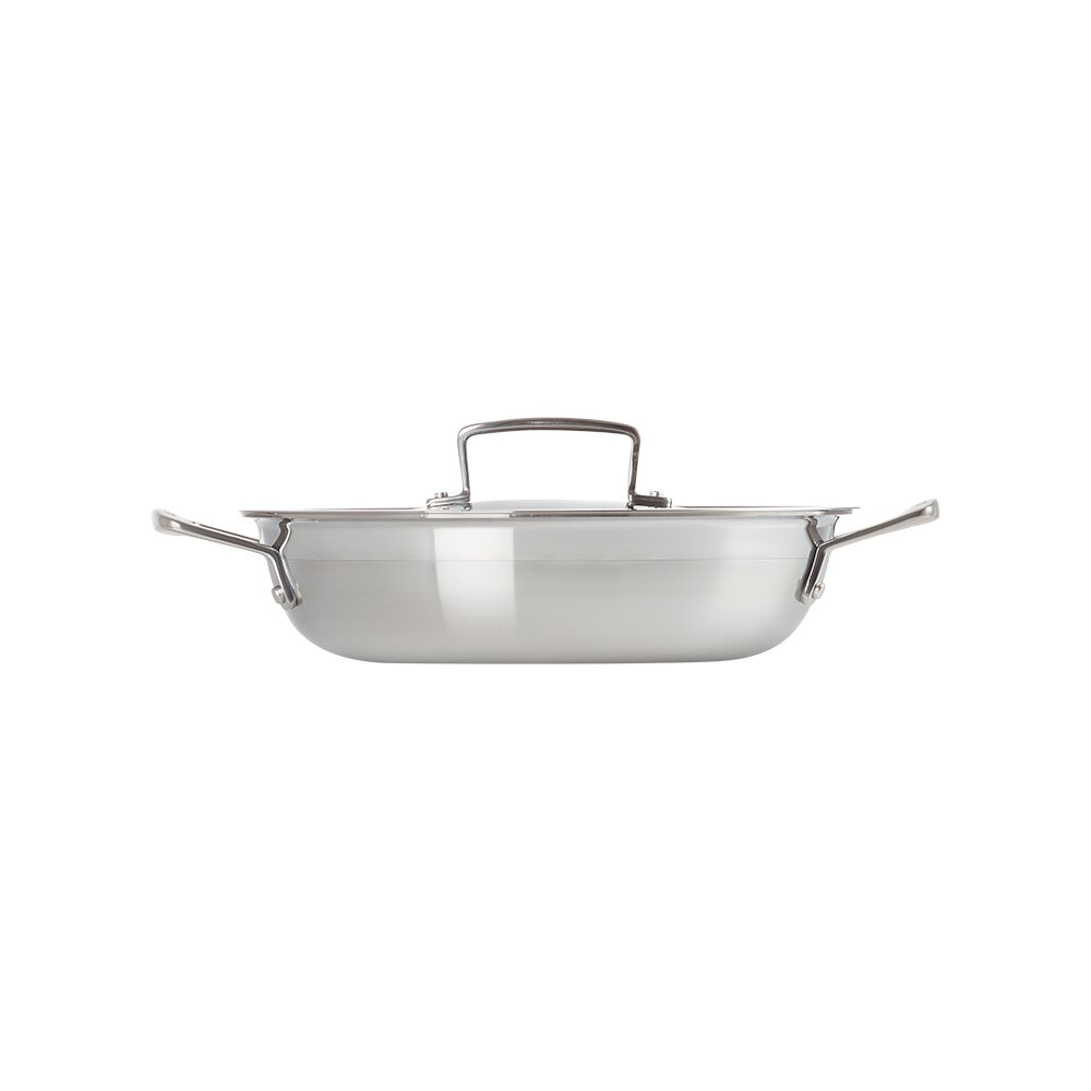 Caçarola baixa com tampa de aço inoxidável signature Le Creuset Cinzento-2