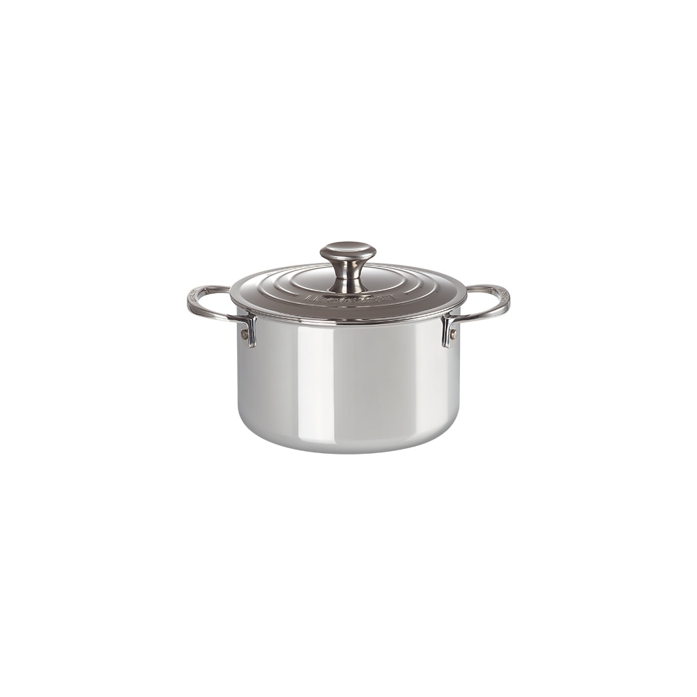 Panela com tampa de aço inoxidável signature Le Creuset Cinzento-2