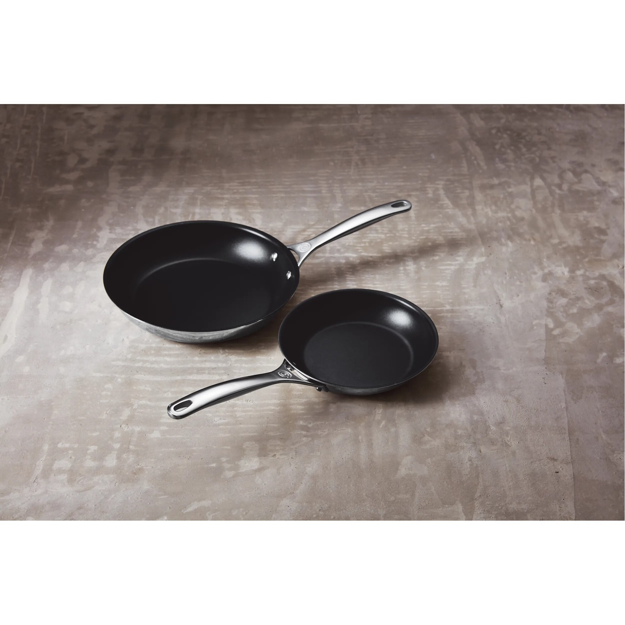 Set 2 frigideiras 3-ply antiaderente Le Creuset Cinzento-2