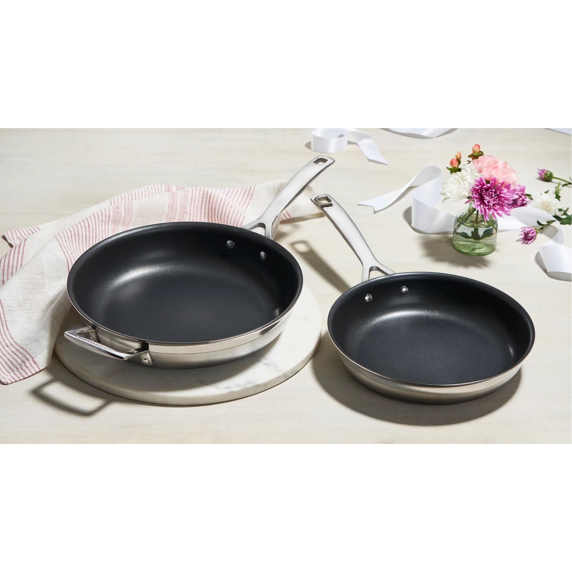 Set 2 frigideiras 3-ply antiaderente Le Creuset Cinzento-2