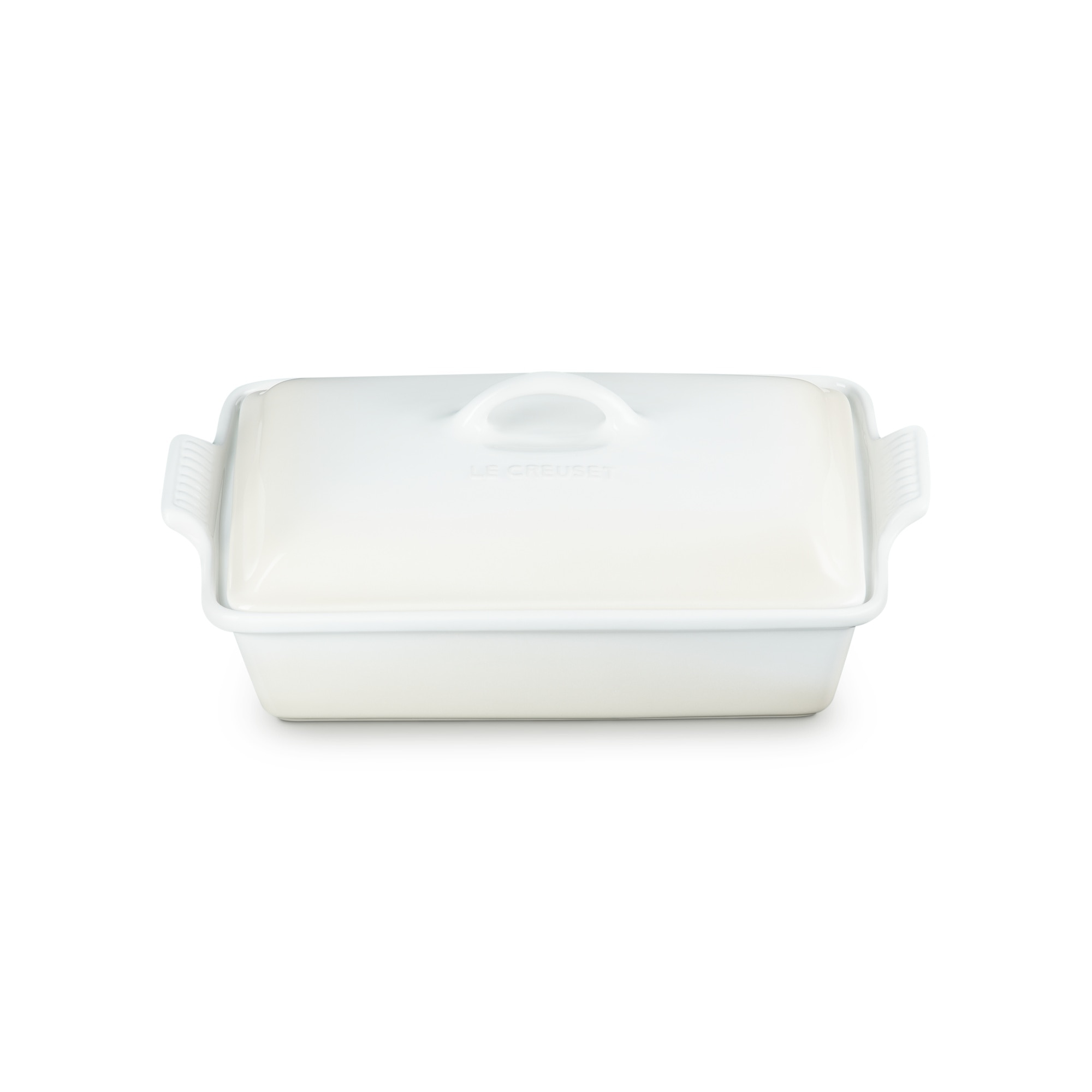 Travessa rectangular com tampa Heritage de cerámica de gres Le Creuset Creme-2